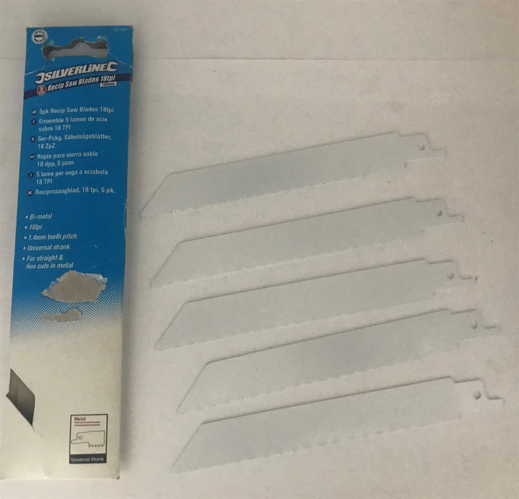 Silverline Recip Saw Blades 18 tpi, 150 mm - 5 Pack  427542