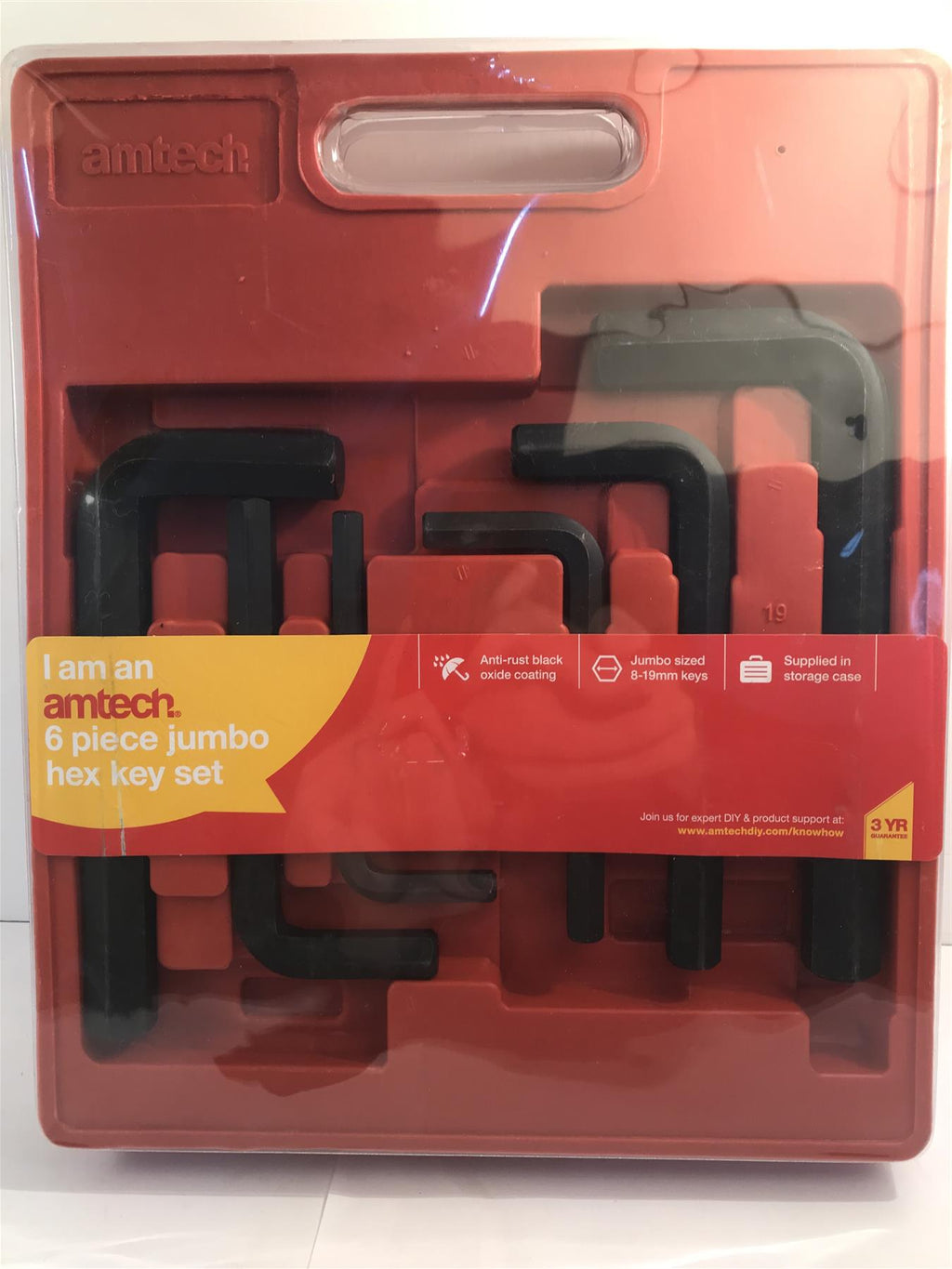 Amtech 6 Piece Large Jumbo Hex Key Set   8, 10, 12, 14, 17 & 19mm Sizes  I9040