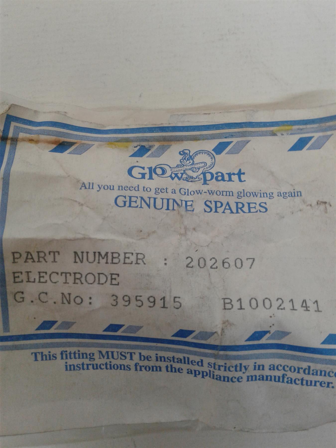 NEW GLOW WORM FIRE FRONT BOILER ELECTRODE S202607