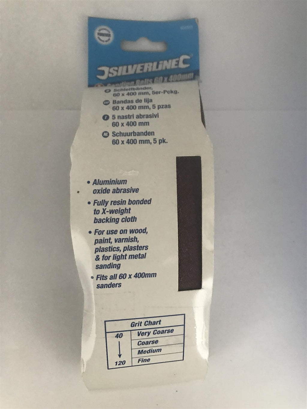 Silverline Sanding Belt 60 x 400mm 60 grit 5 PK  603333