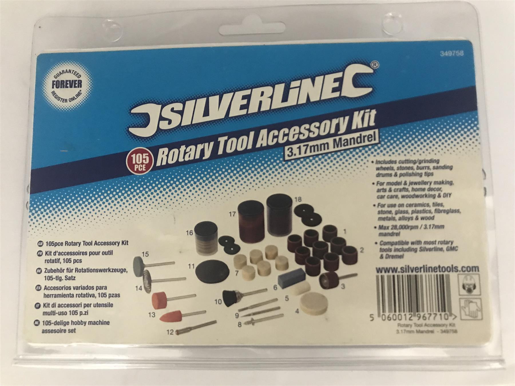 Silverline 105pc Rotary Tool Accessory Kit  3.17mm Mandrel  349758