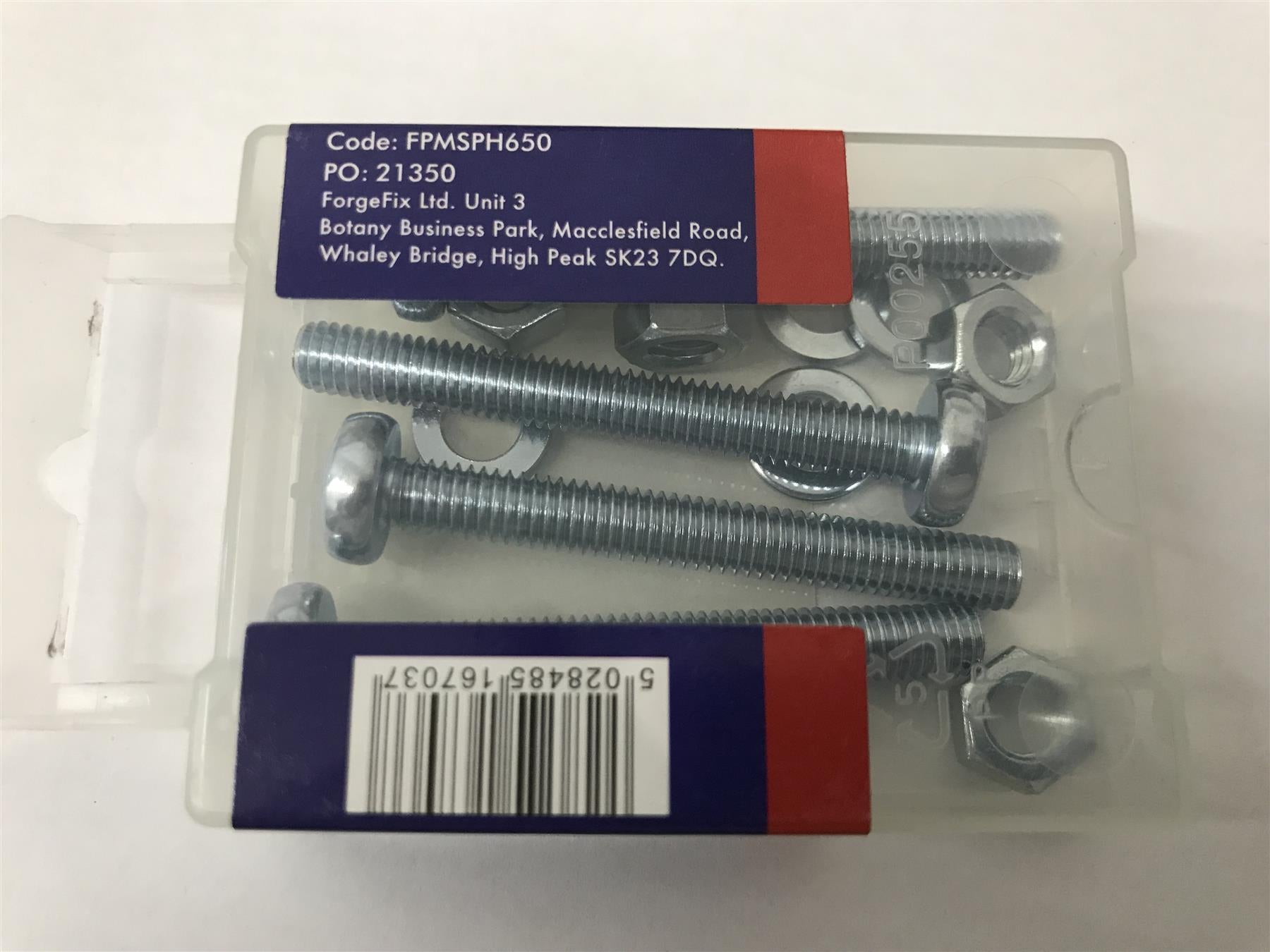 Forgefix FPMSPH650 Machine Screw Pozi Pan Head ZP M6 x 50mm Pack of 4