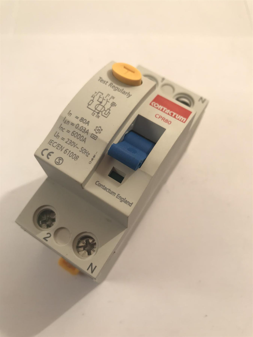 Contactum 80 Amp 30mA Double Pole Circuit Breaker  CPR80