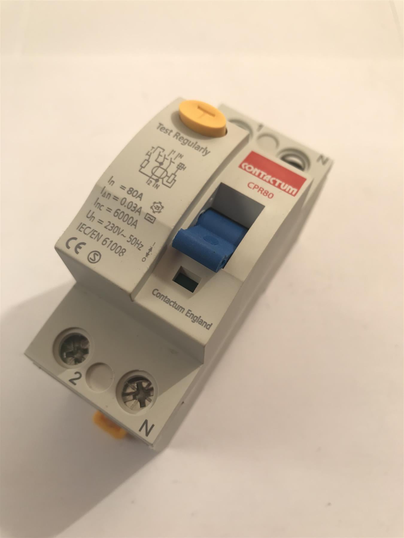 Contactum 80 Amp 30mA Double Pole Circuit Breaker  CPR80