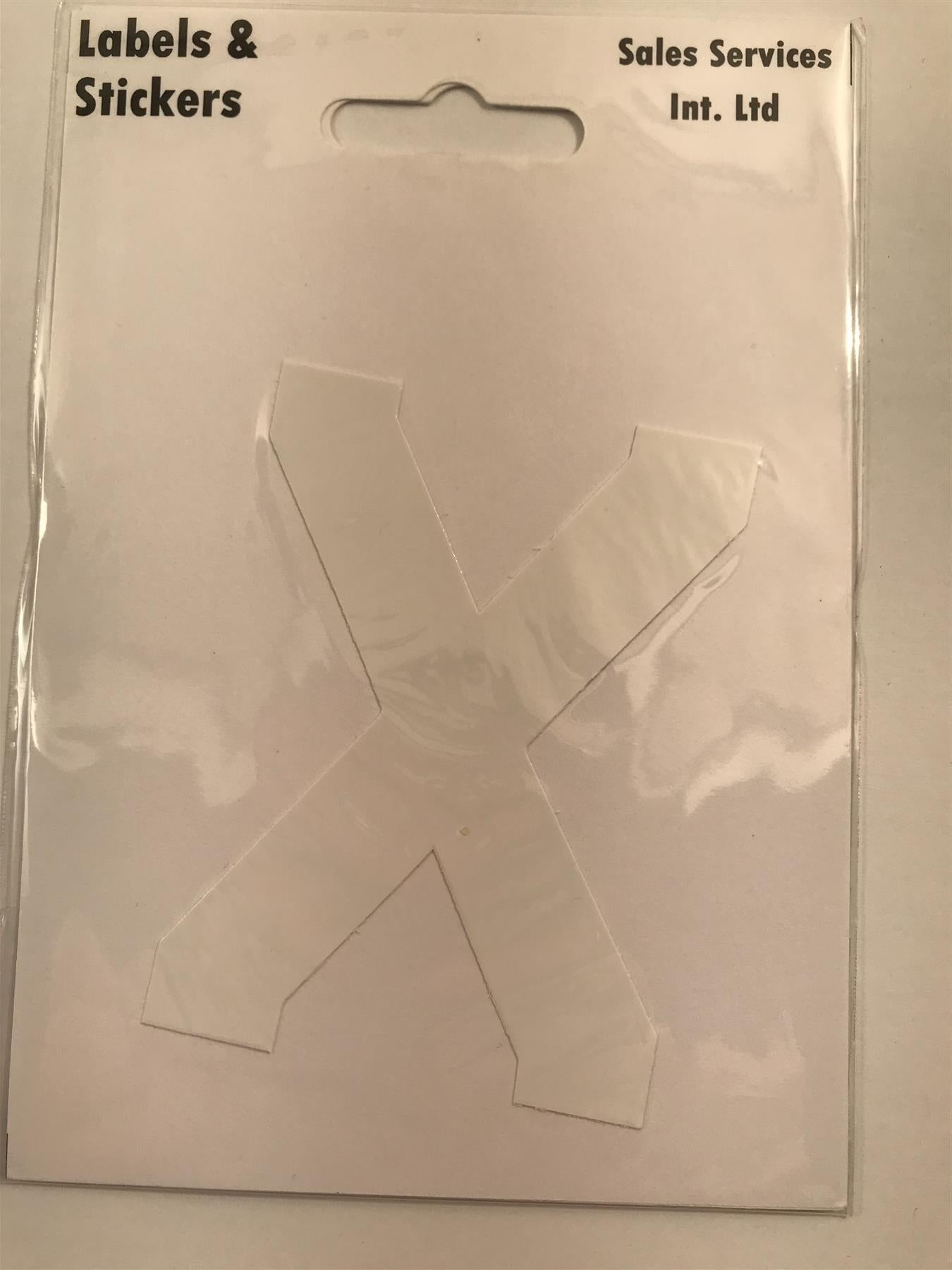 White Letter X Self  Adhesive Waterproof Sticker 8 x 6cm