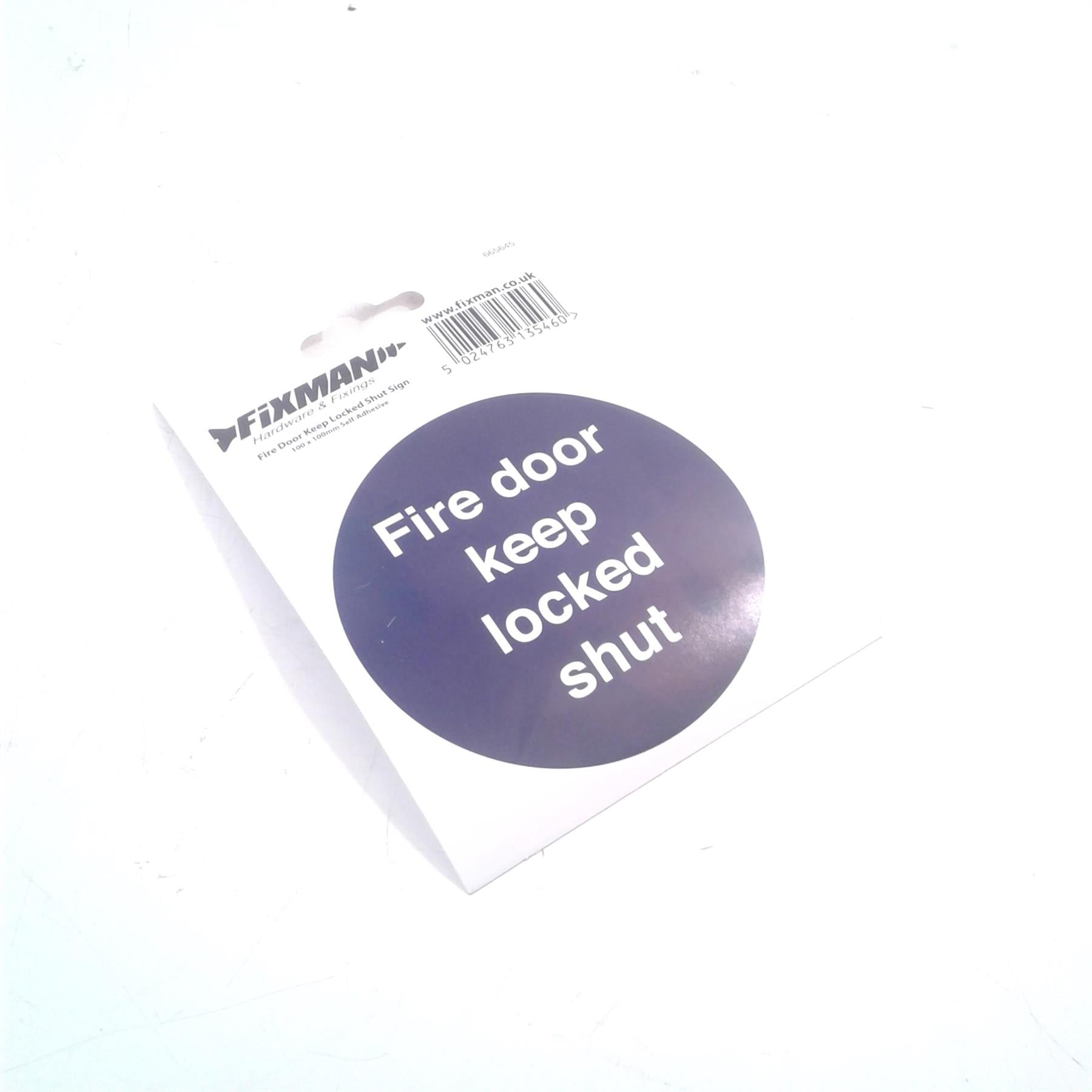 Fire Door Keep Locked Shut Adhesive Sign 100 x 100mm 665645