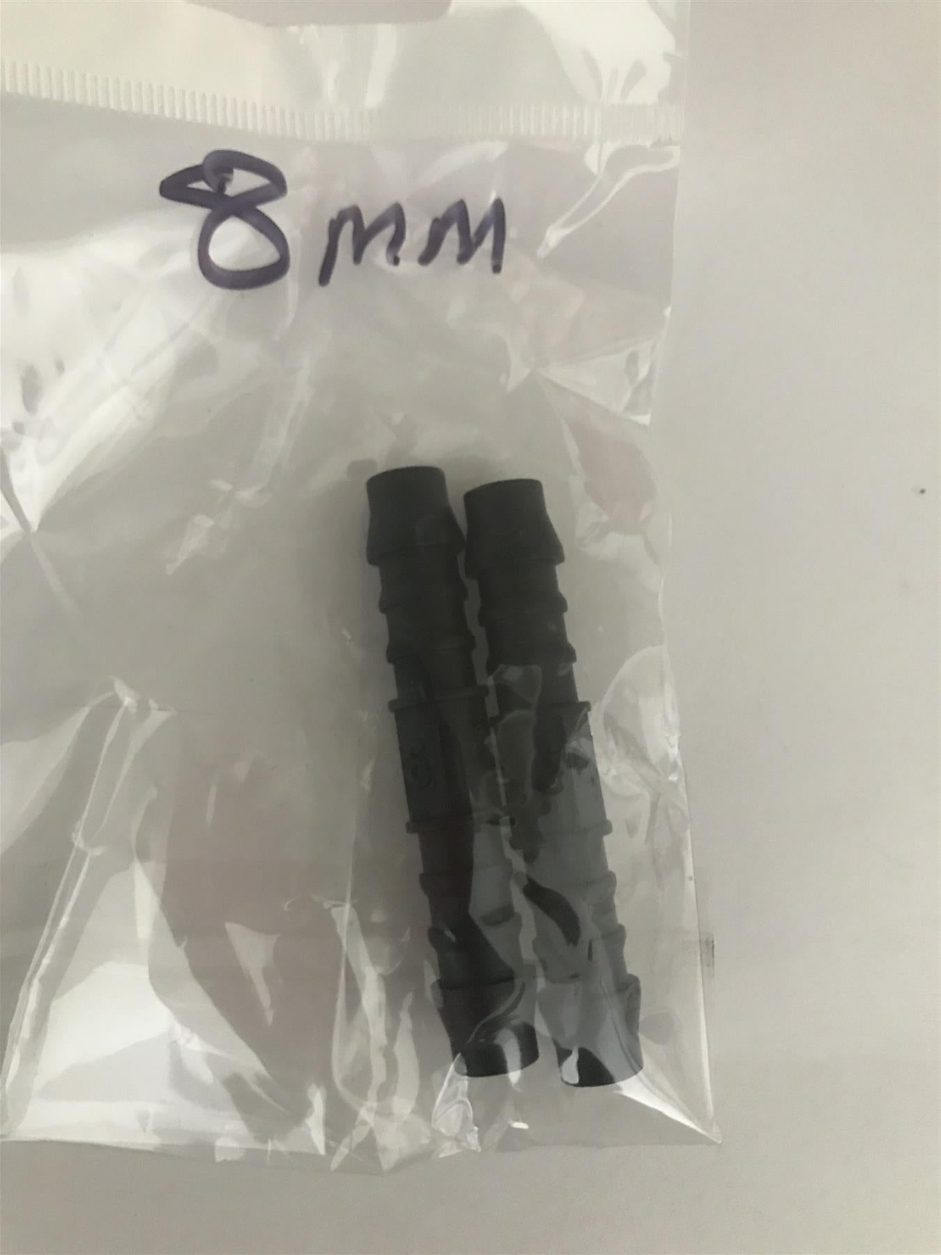 8mm Plastic Barded Straight Hose Pipe connector (2pk)