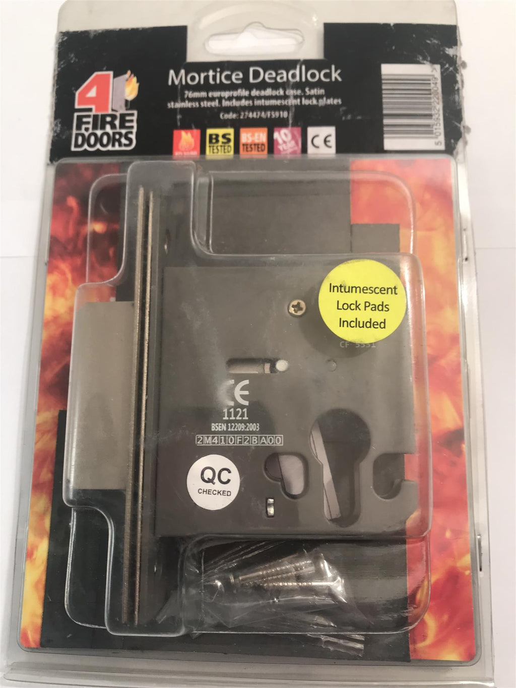 4FireDoors Mortice Deadlock 76mm  274474/FS910