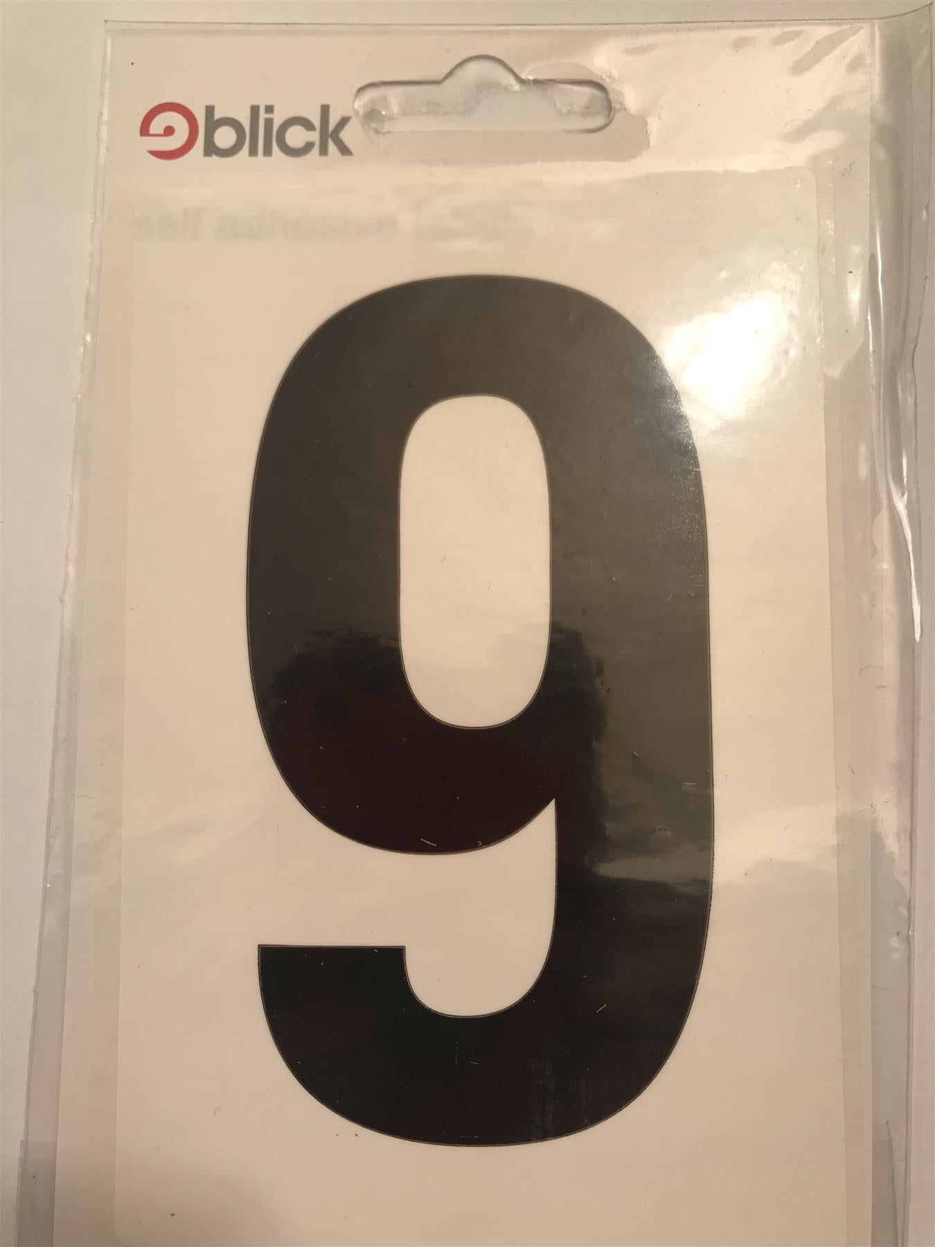 Blick Wheelie Bin Number 9 Black on White Self Adhesive Label 5" x 3 1/2"