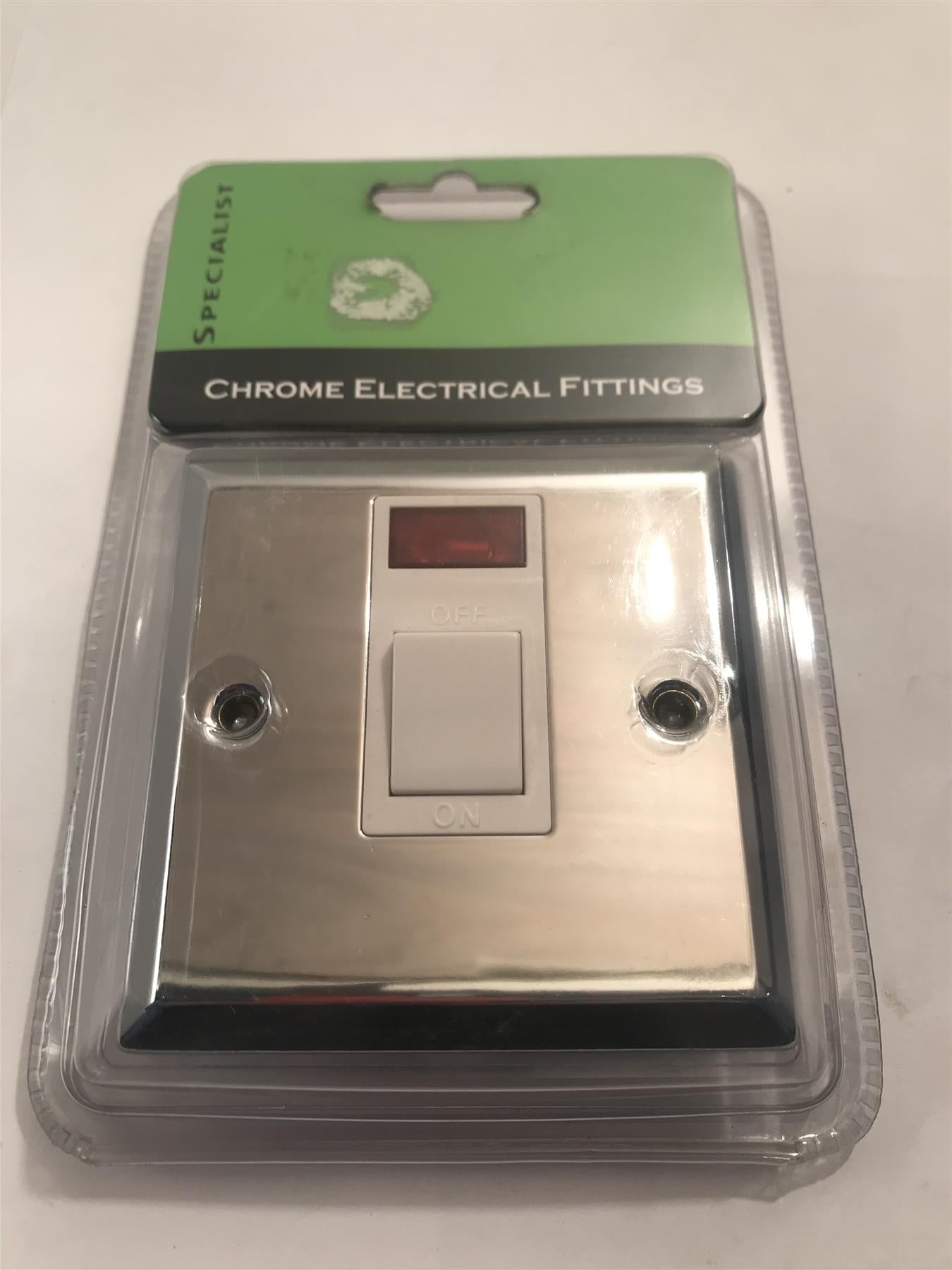 Specialist 20 Amp DP Switch & Neon Polished Chrome White Insert  SEC14W