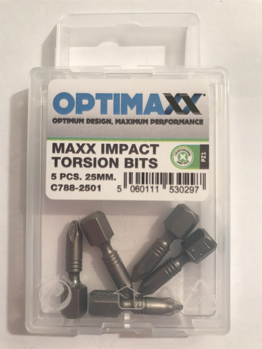 Optimaxx Impact Torsion Bits PZ1 25mm 5pc C788-2501