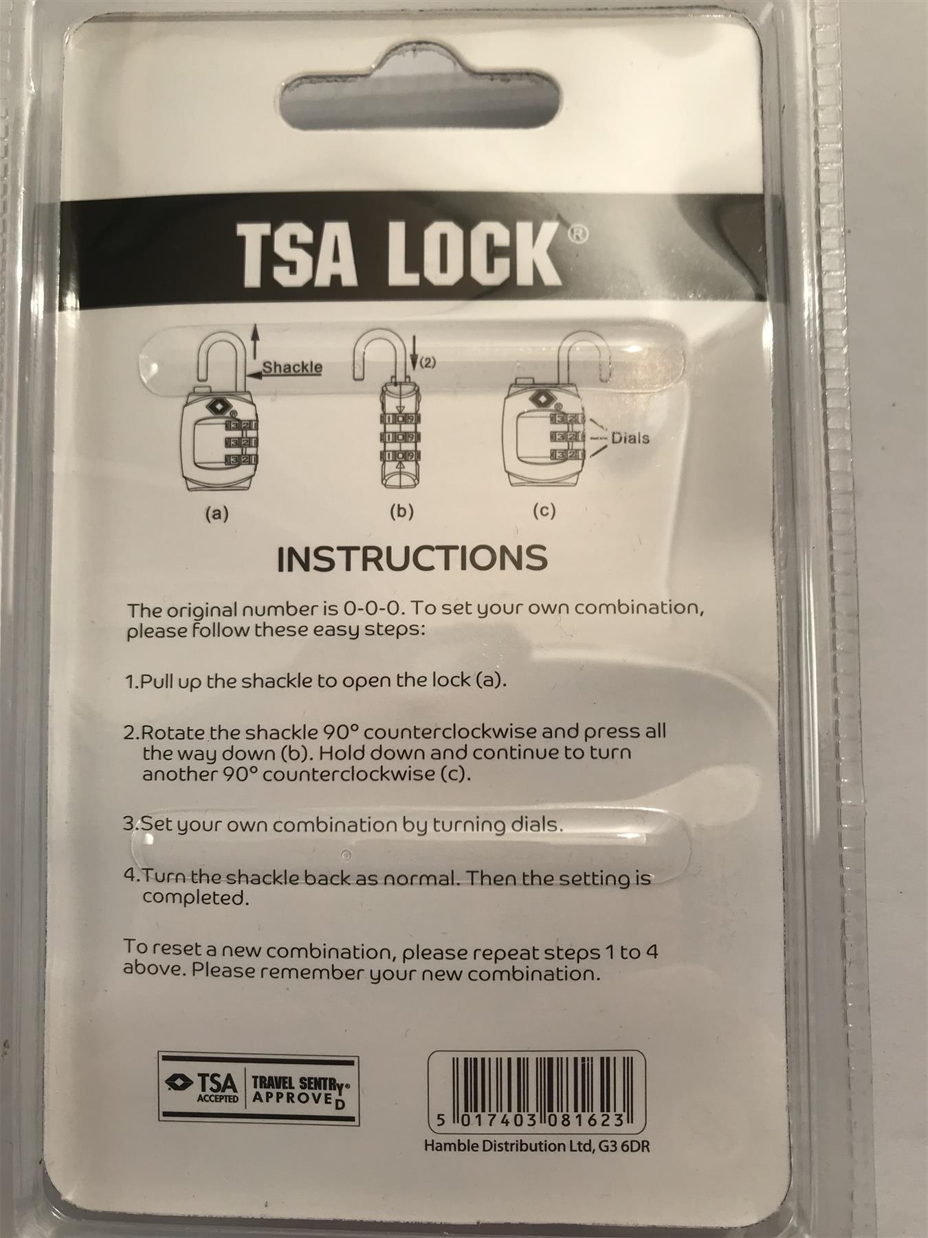 3 Digit Combination TSA Approved Metal Body Luggage Suitcase Padlock PD138