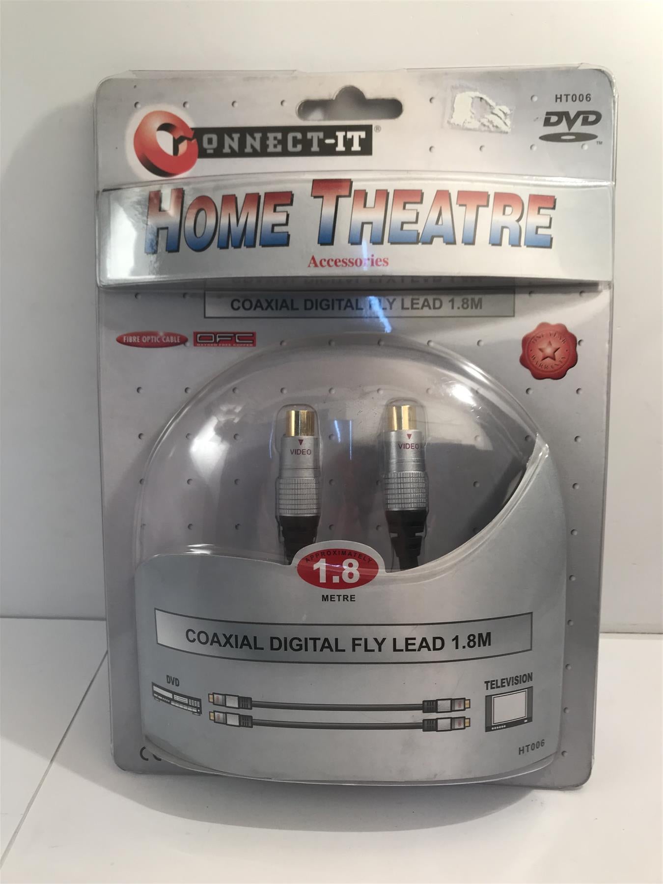 Connect-It Coaxial Digital Fly Lead Gold Plated  1.8m VCR to TV HT006