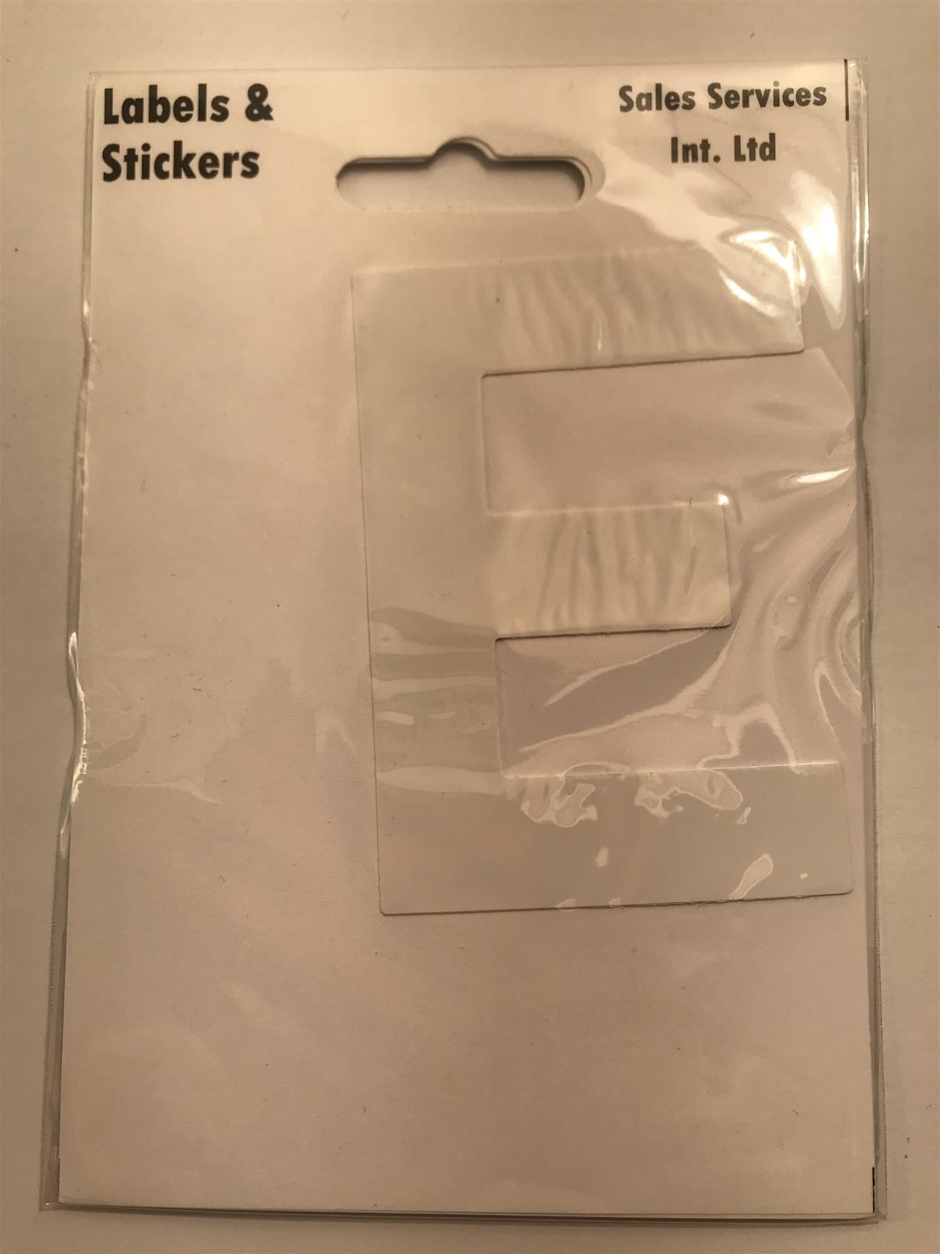 White Letter E Self  Adhesive Waterproof Sticker 8 x 6cm