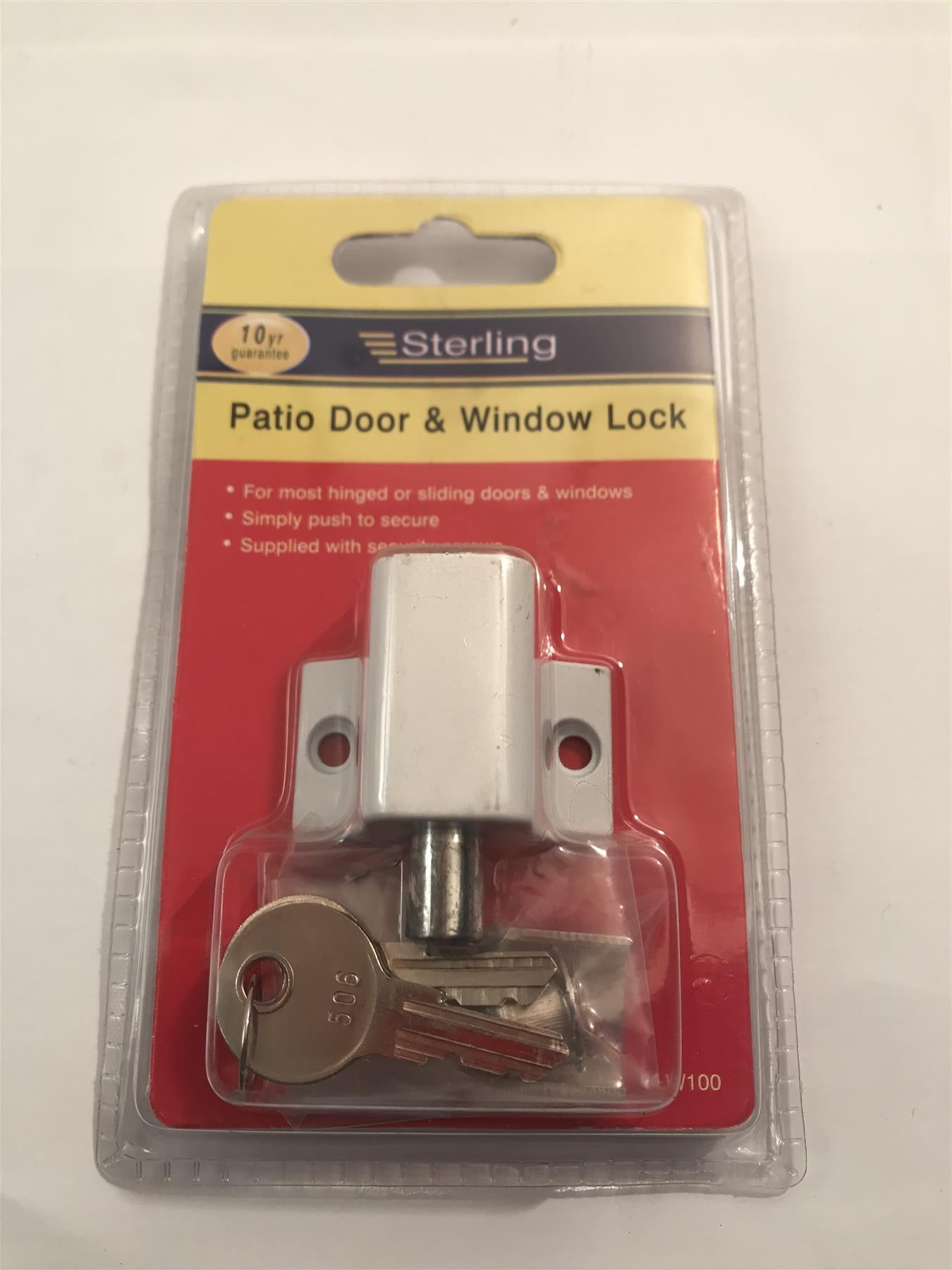 Sterling PLW100 Patio Door and Window Lock - White