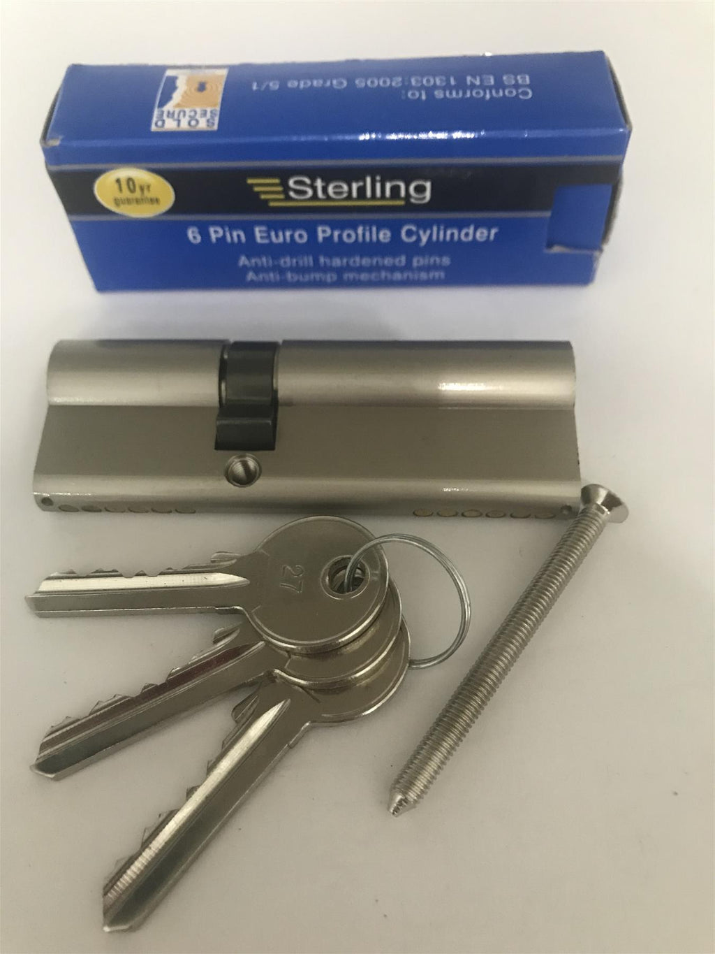 Sterling EPN3555H Double Euro 6 Pin Cylinder 90mm (35x55), Satin Nickel