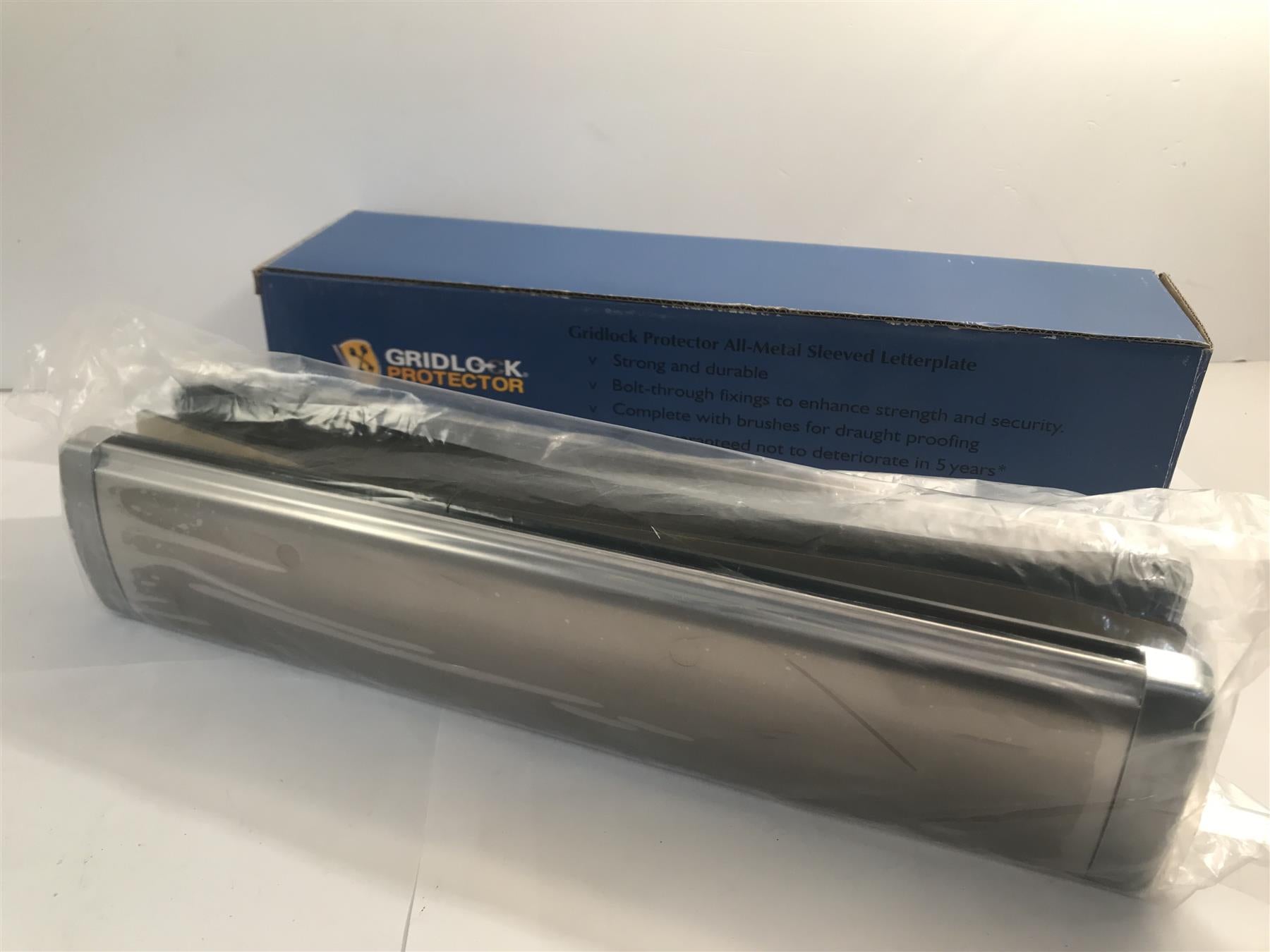 12" Gridlock Protector All-Metal Sleeved Letterplate Satin Stainless Steel