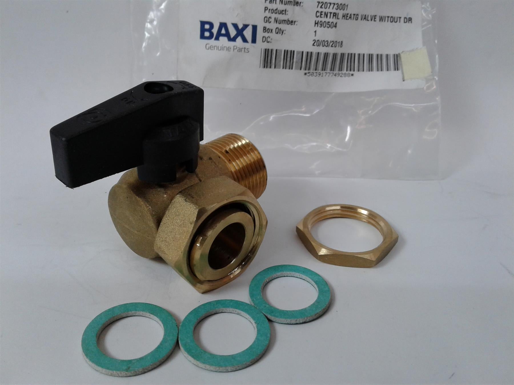 NEW GENUINE Baxi Central Heating Valve Without Drain 720773001
