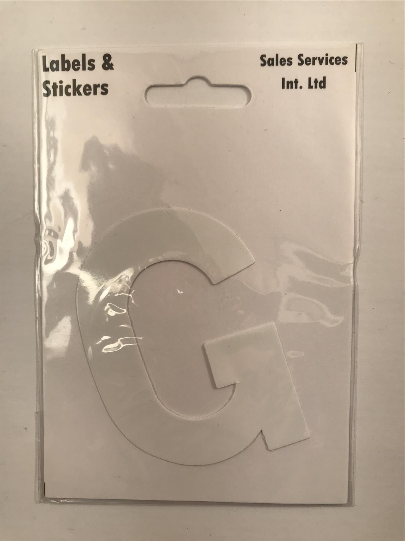 White Letter G Self  Adhesive Waterproof Sticker 8 x 6cm