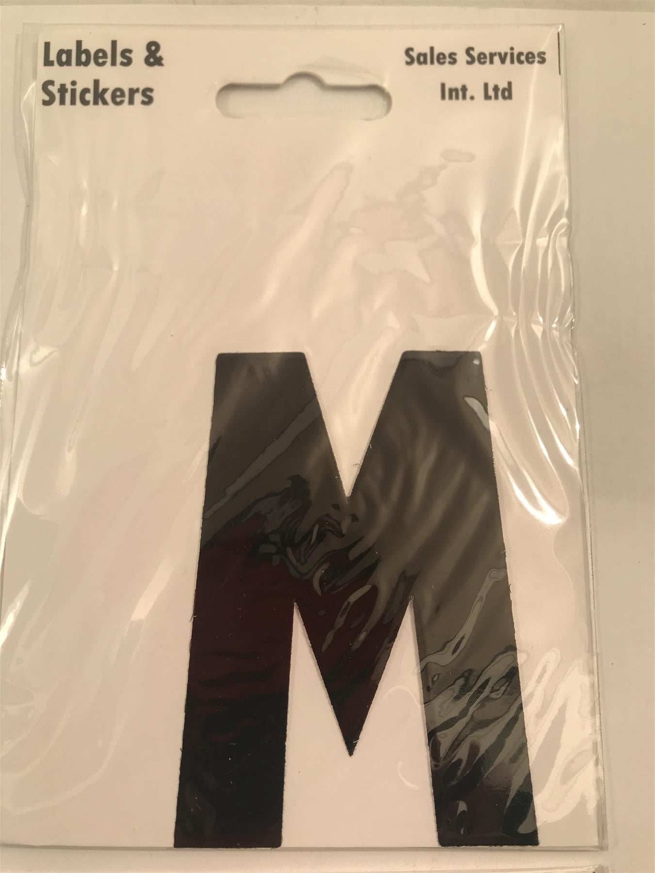 Black Letter M Self Adhesive Waterproof Sticker 8 x 6cm