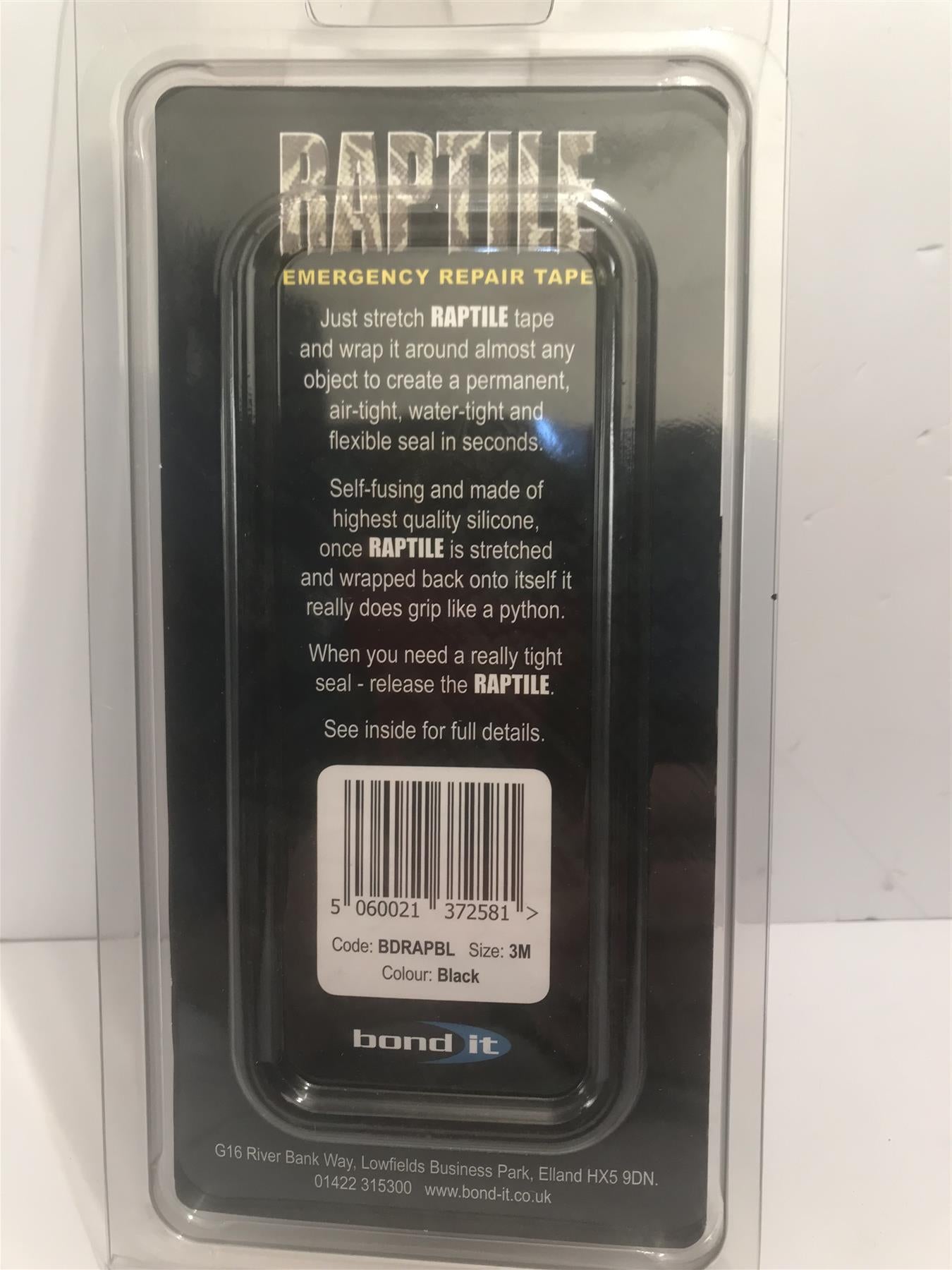 Raptile Emergency Repair Tape 3m - Black - Waterproof and Airtight