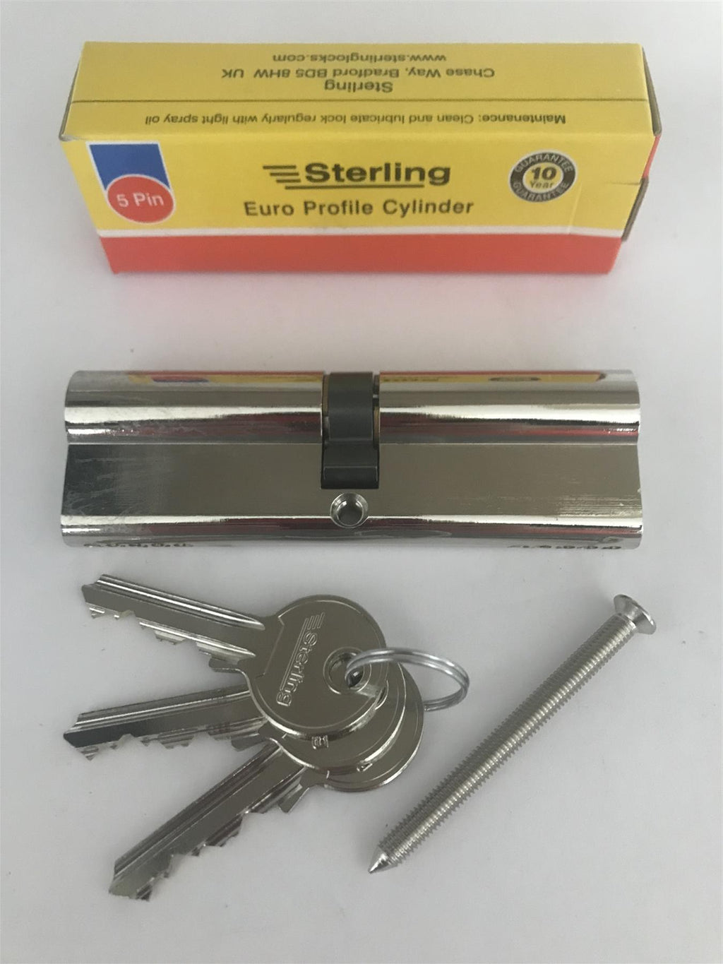 Sterling EPN5050 Double Euro 5 Pin Cylinder 100mm (50x50), Polished Nickel