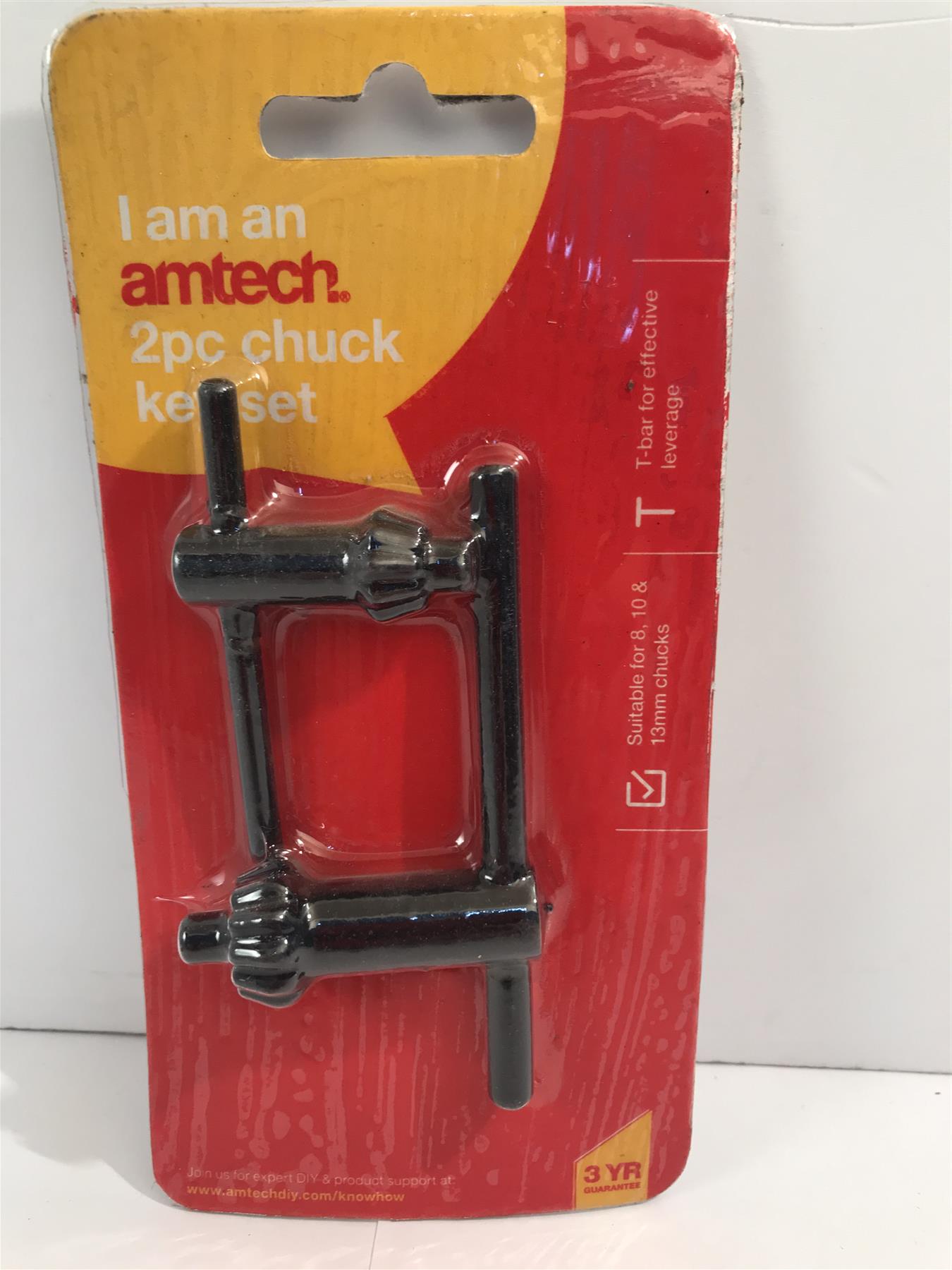 Amtech 2 Pc Chuck Key Set Drill Bits suitable for 8, 10 and 13mm Chucks