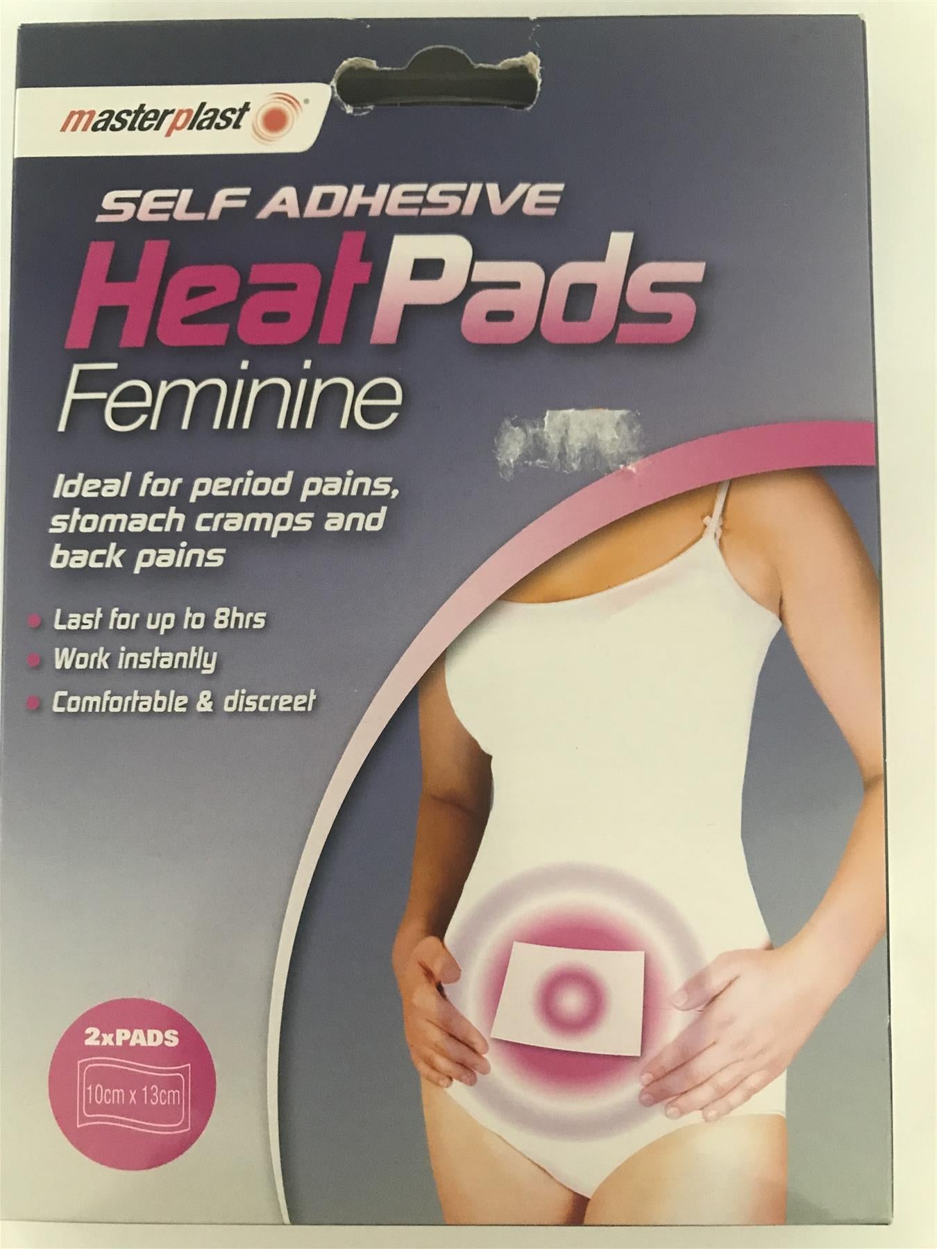 Masterplast Self Adhesive Heat Pads For Pains/Cramps Lasts Upto 8hrs (2 Pack)