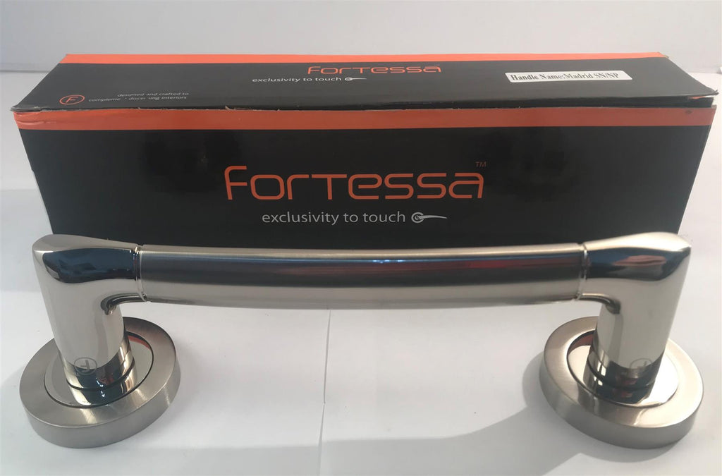Fortessa FACMAD-SN/NP Madrid Door Handle Satin Nickel/Nickel Polished