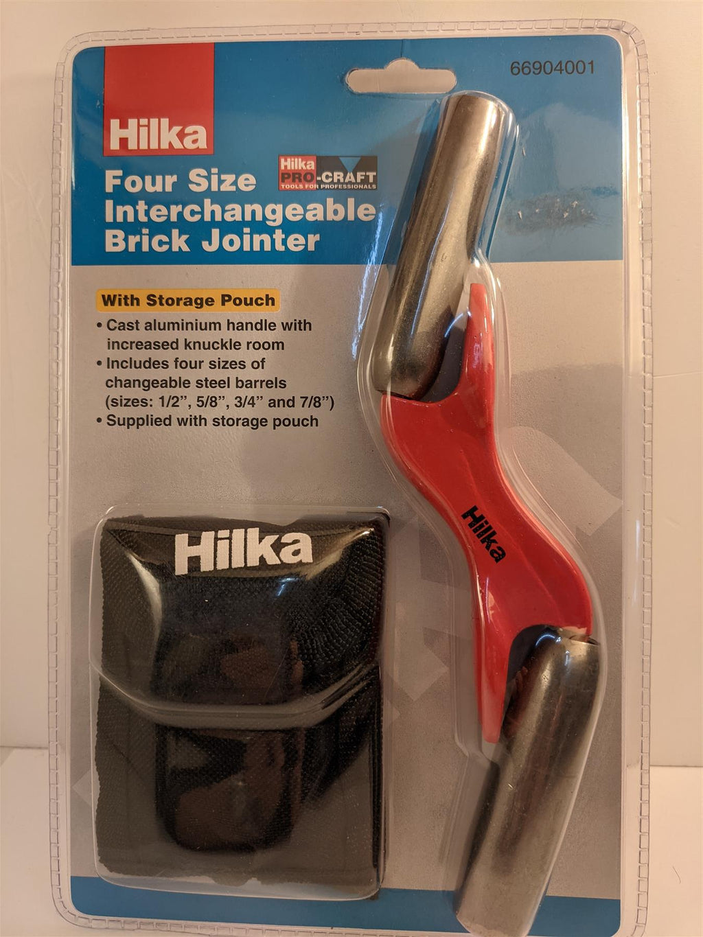 Hilka 4 Size Interchangeable Brick Jointer 1/2" 5/8" 3/4" 7/8" with Pouch