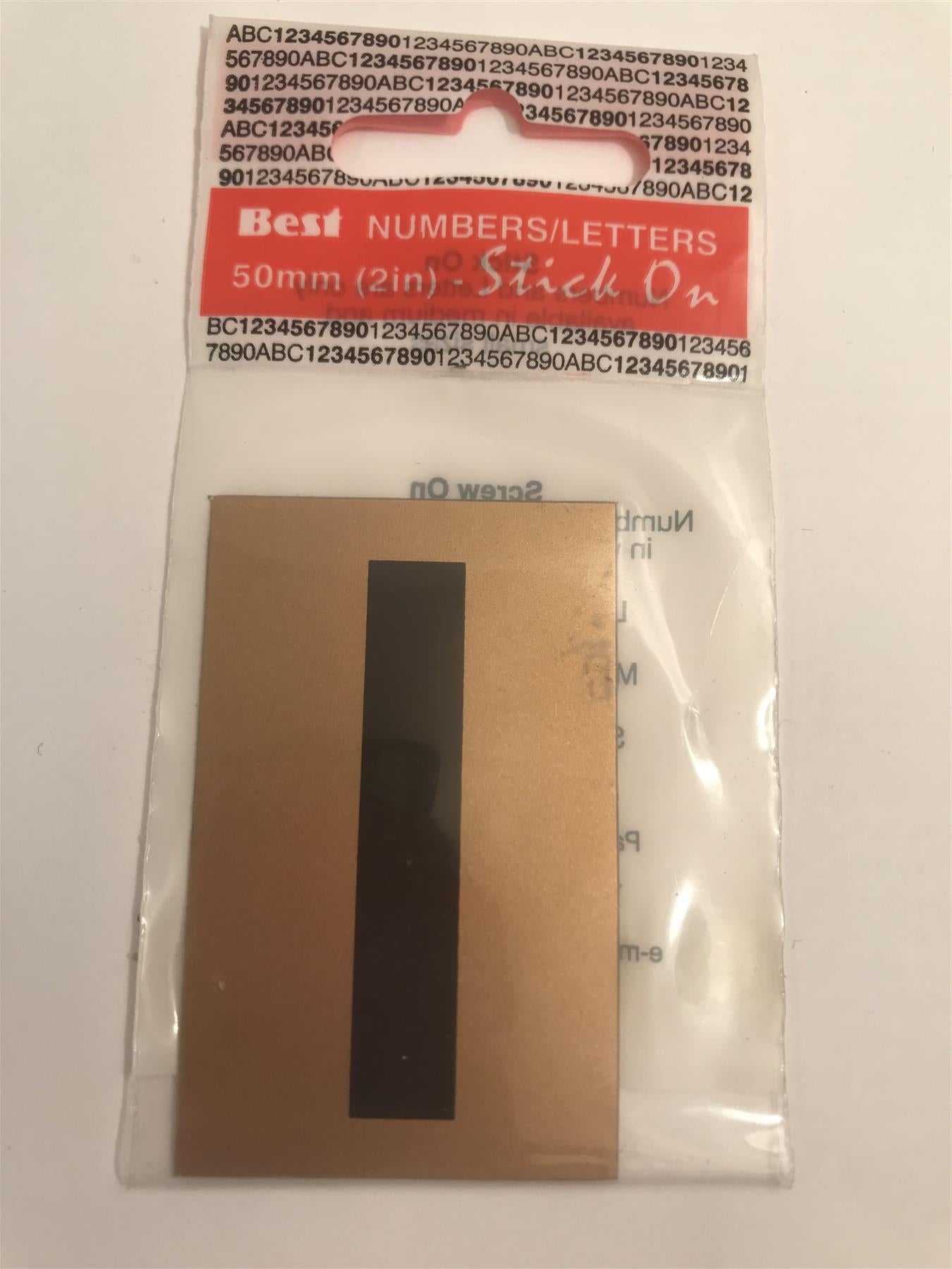 Best Gold/Black Letter I Self Adhesive 1" x 2"