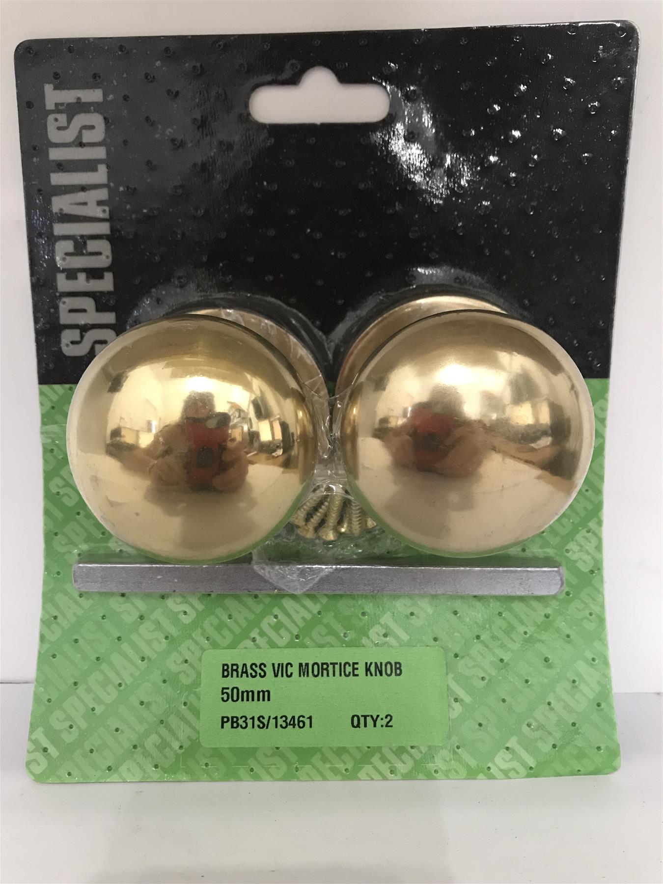 2PC MORTICE KNOB VICTORIAN BRASS 50MM PB31S 13461