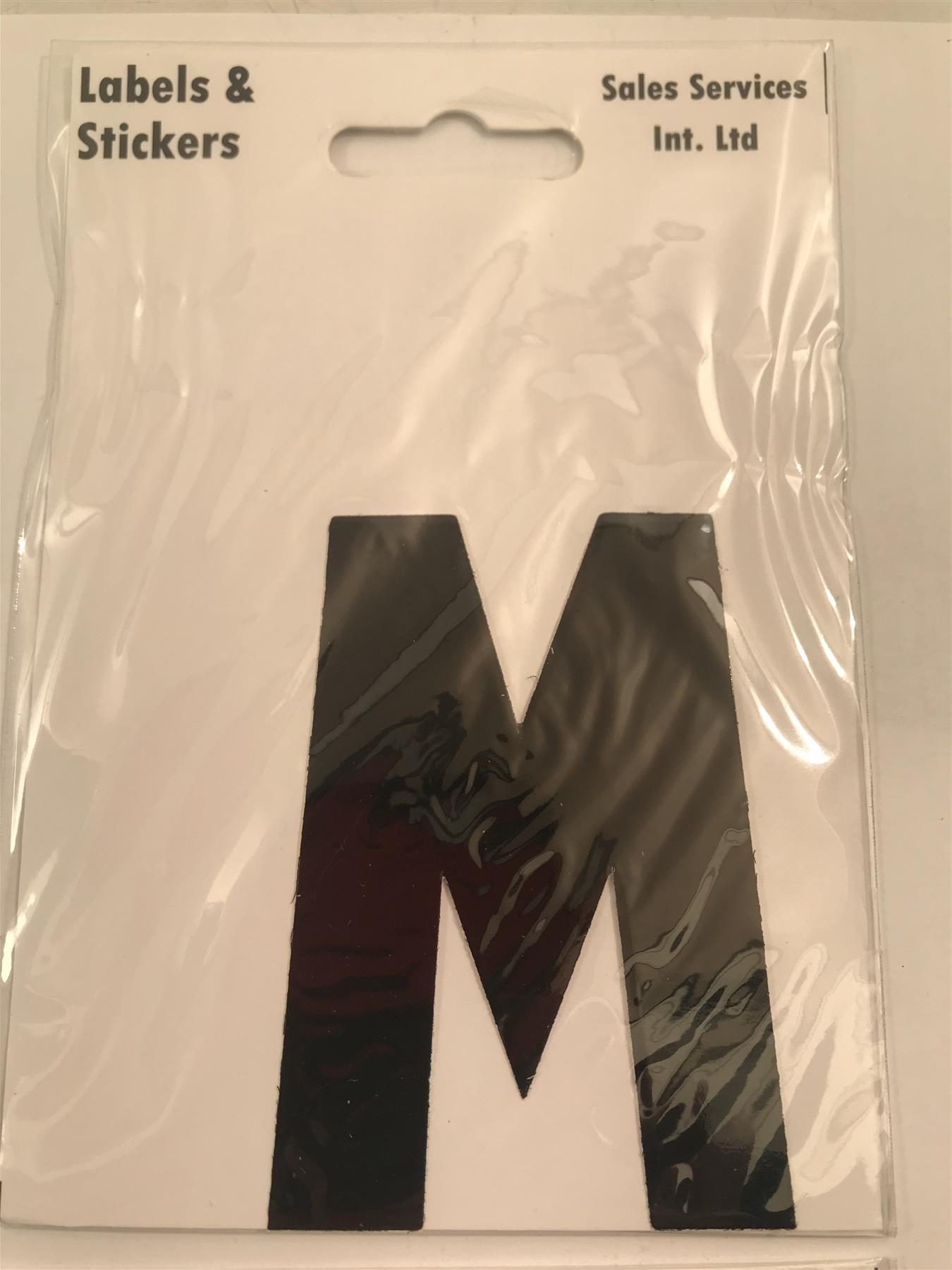 Black Letter M Self Adhesive Waterproof Sticker 8 x 6cm