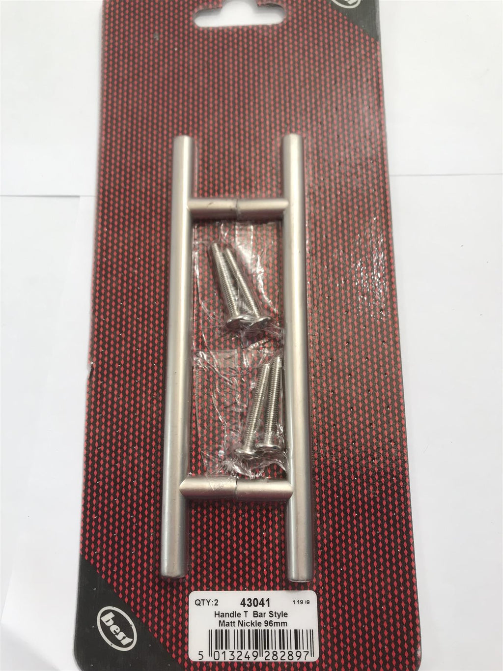T Bar Cabinet Door Handles Matt Nickel 2 Pack 96mm 43041