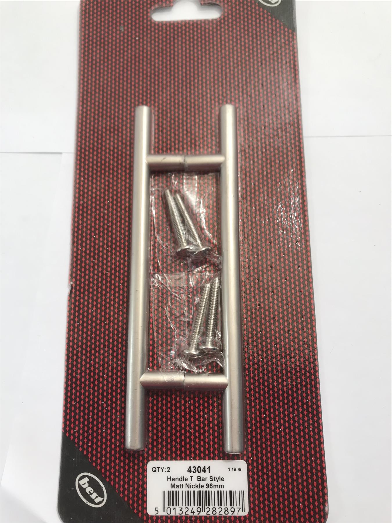 T Bar Cabinet Door Handles Matt Nickel 2 Pack 96mm 43041
