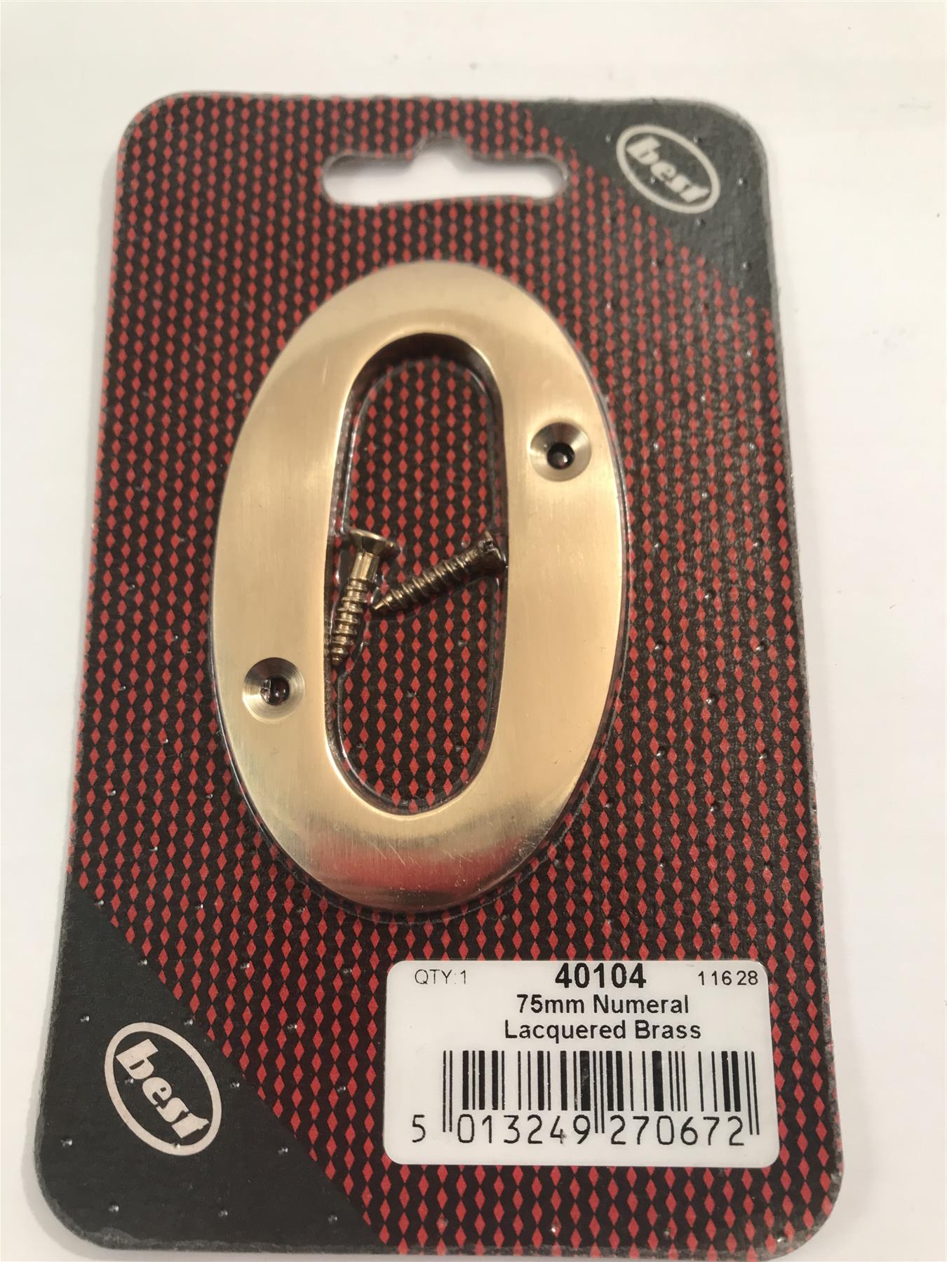 Best 75mm 3" Lacquered Brass No.0  with screws  -   40104