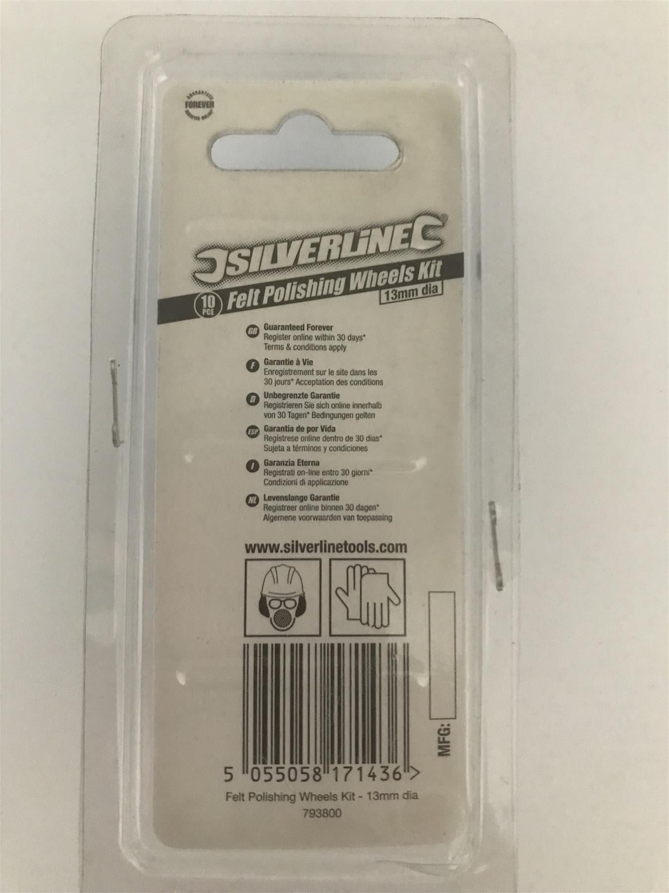 Silverline 10pc Felt Polishing Wheels Kit 13mm Dia.  793800