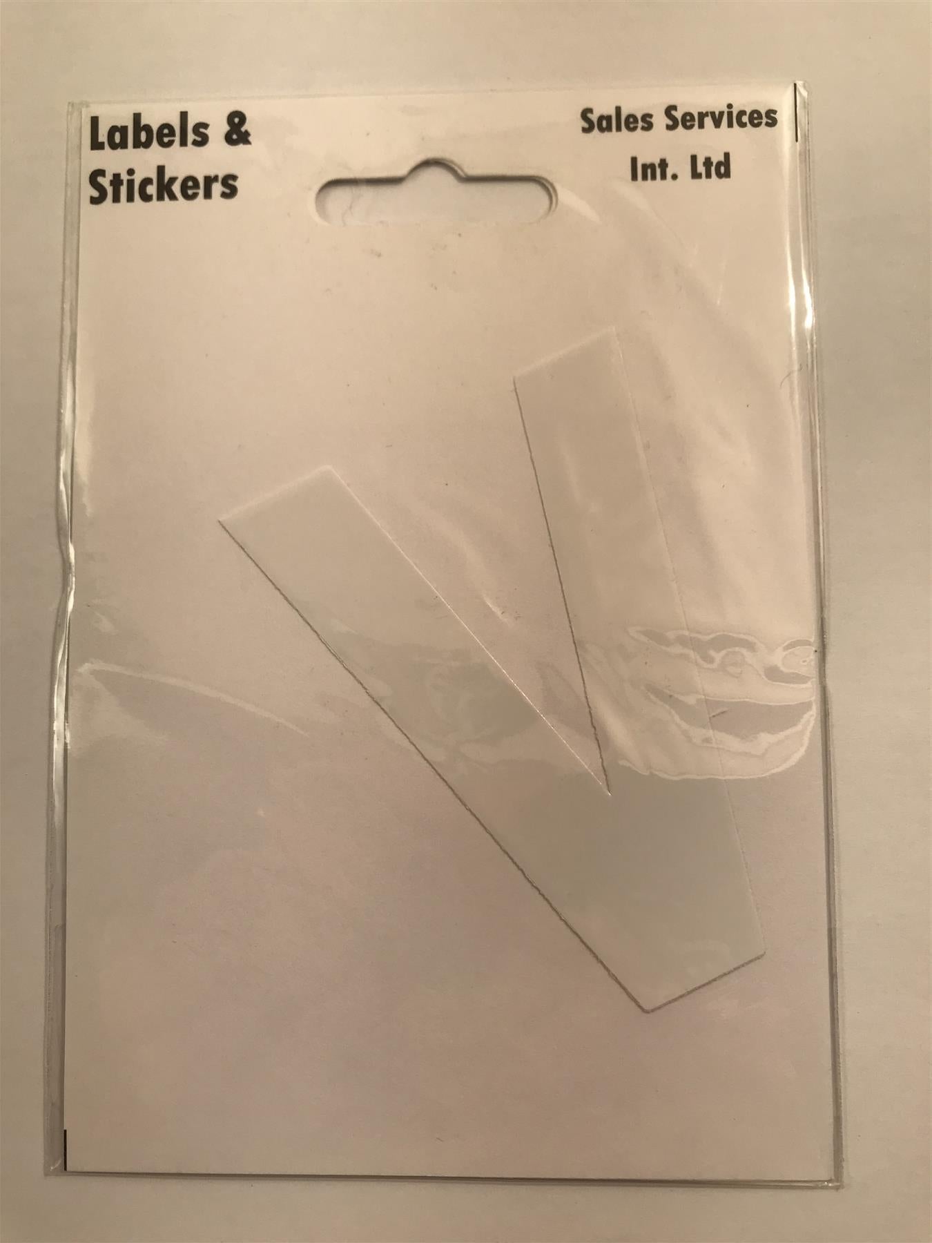 White Letter V Self  Adhesive Waterproof Sticker 8 x 6cm