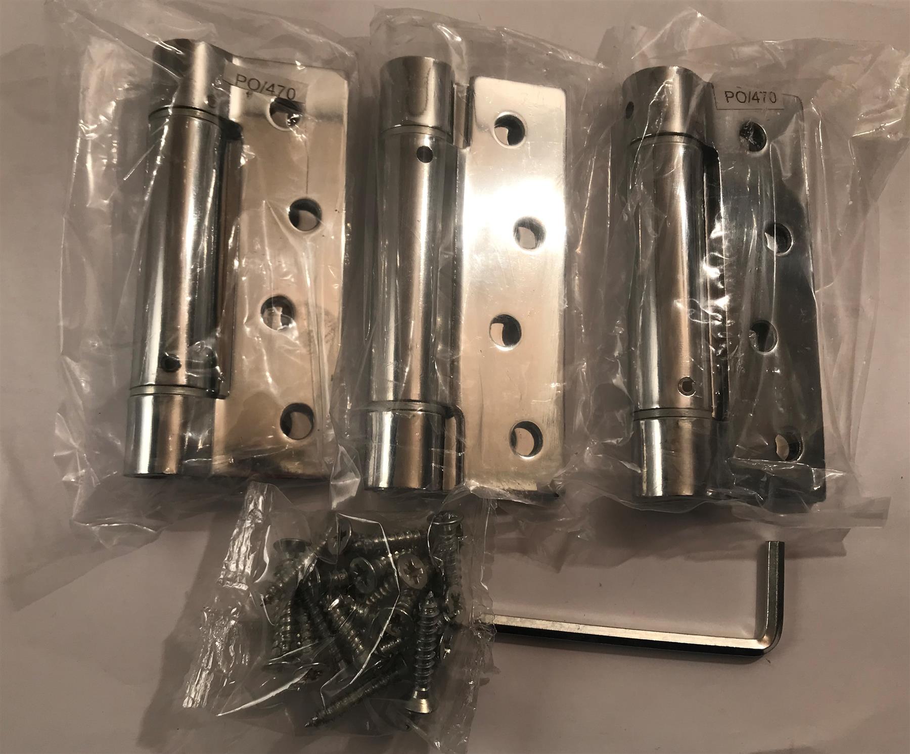 Steel Single Action Spring Hinge 100 x 75mm Polished Chrome  470