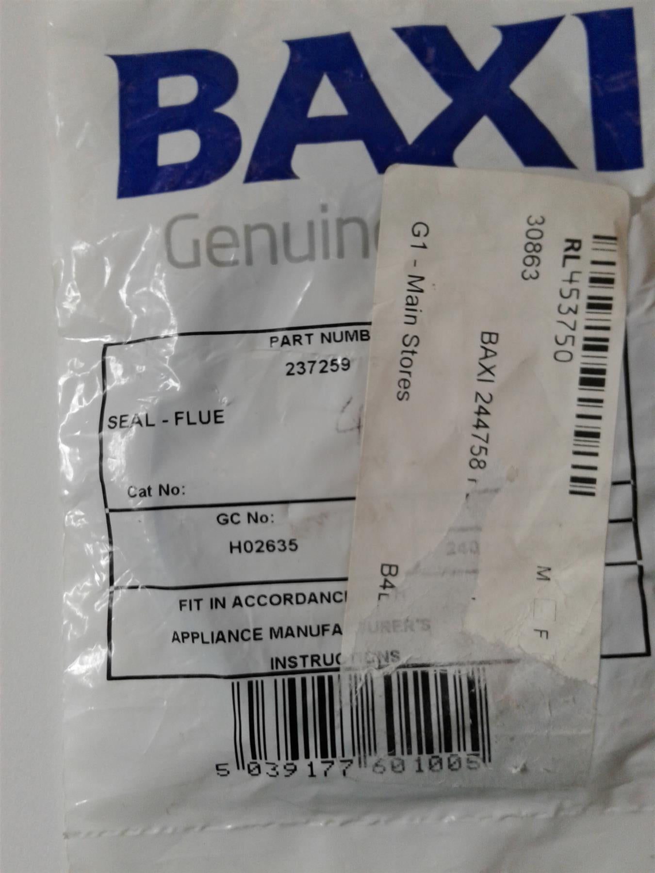 New BAXI Potterton Promax Solo Flue Seal blue ring 237259