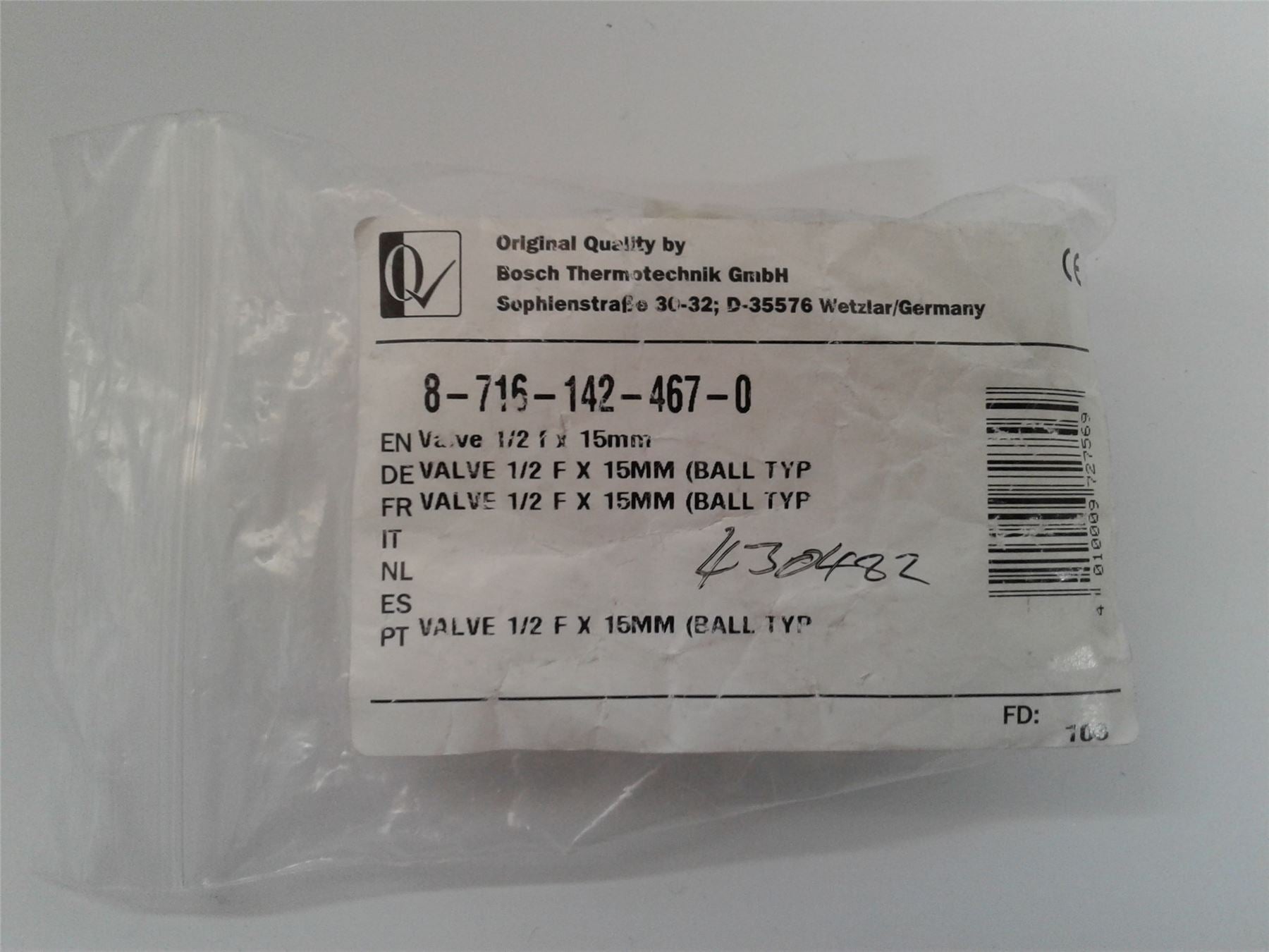 NEW WORCESTER 87161424670 VALVE 1/2 F X 15MM