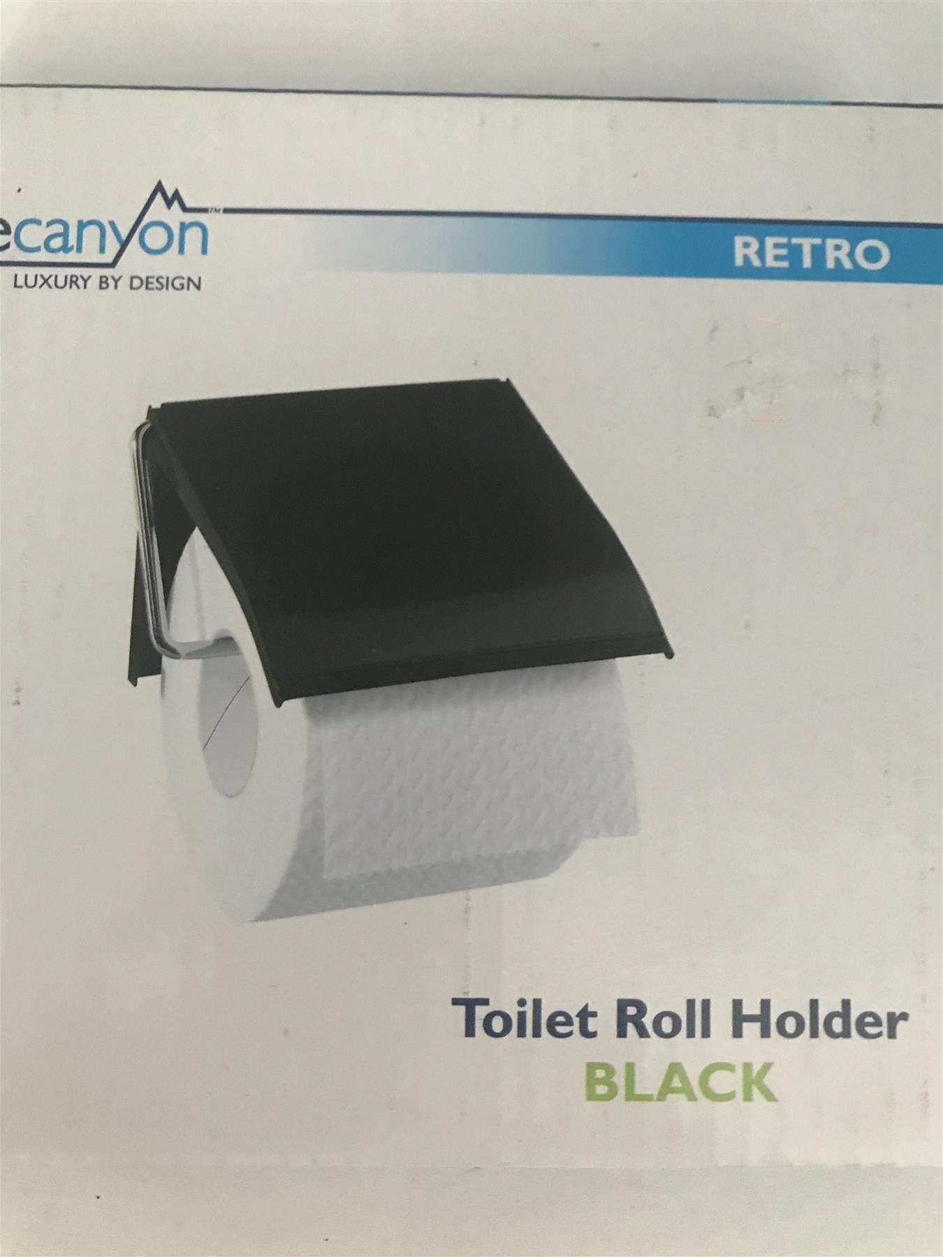 Blue Canyon Retro Toilet Roll Holder Black  BA6459