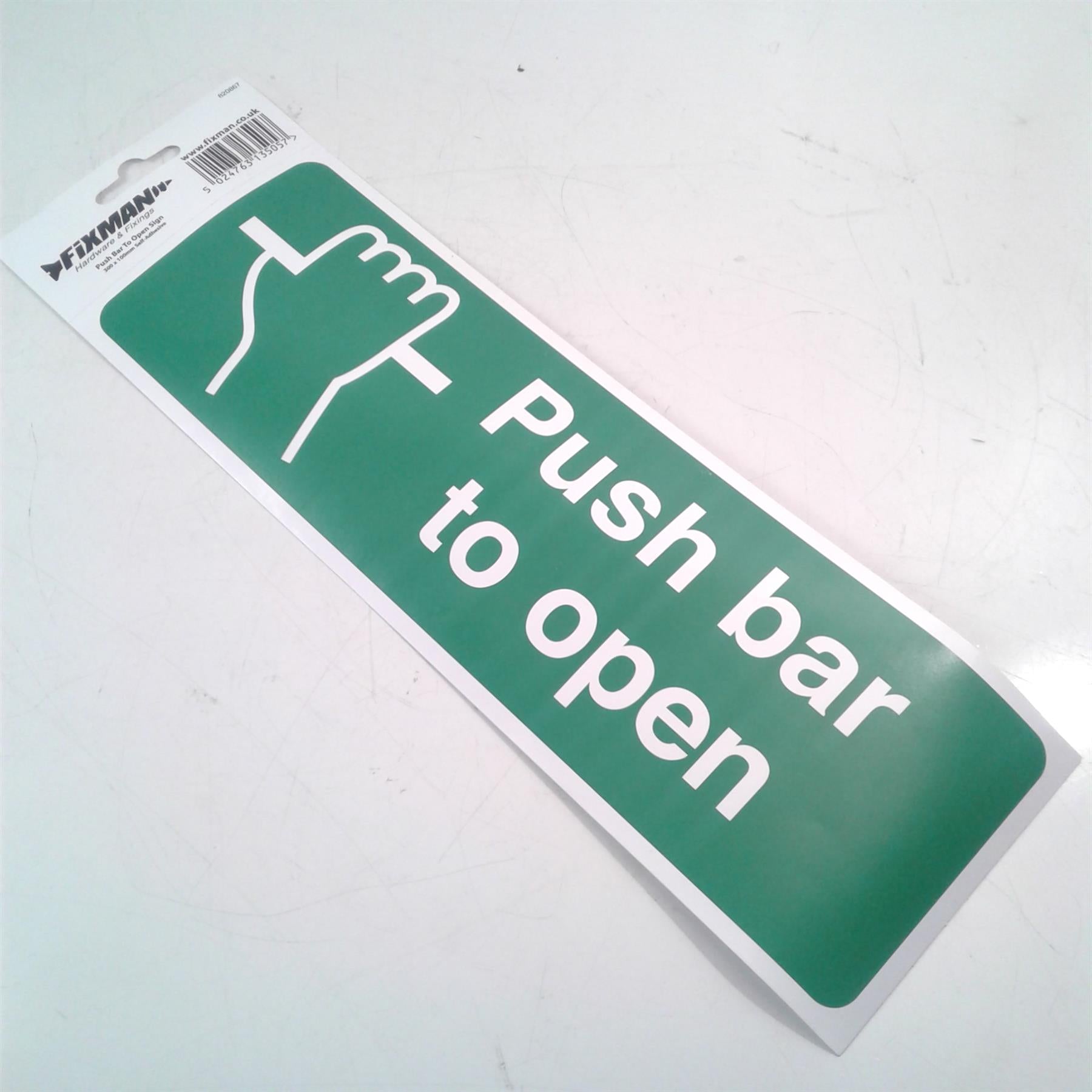 Fixman Push Bar To Open Sign Self-Adhesive 300 x 100mm 820867