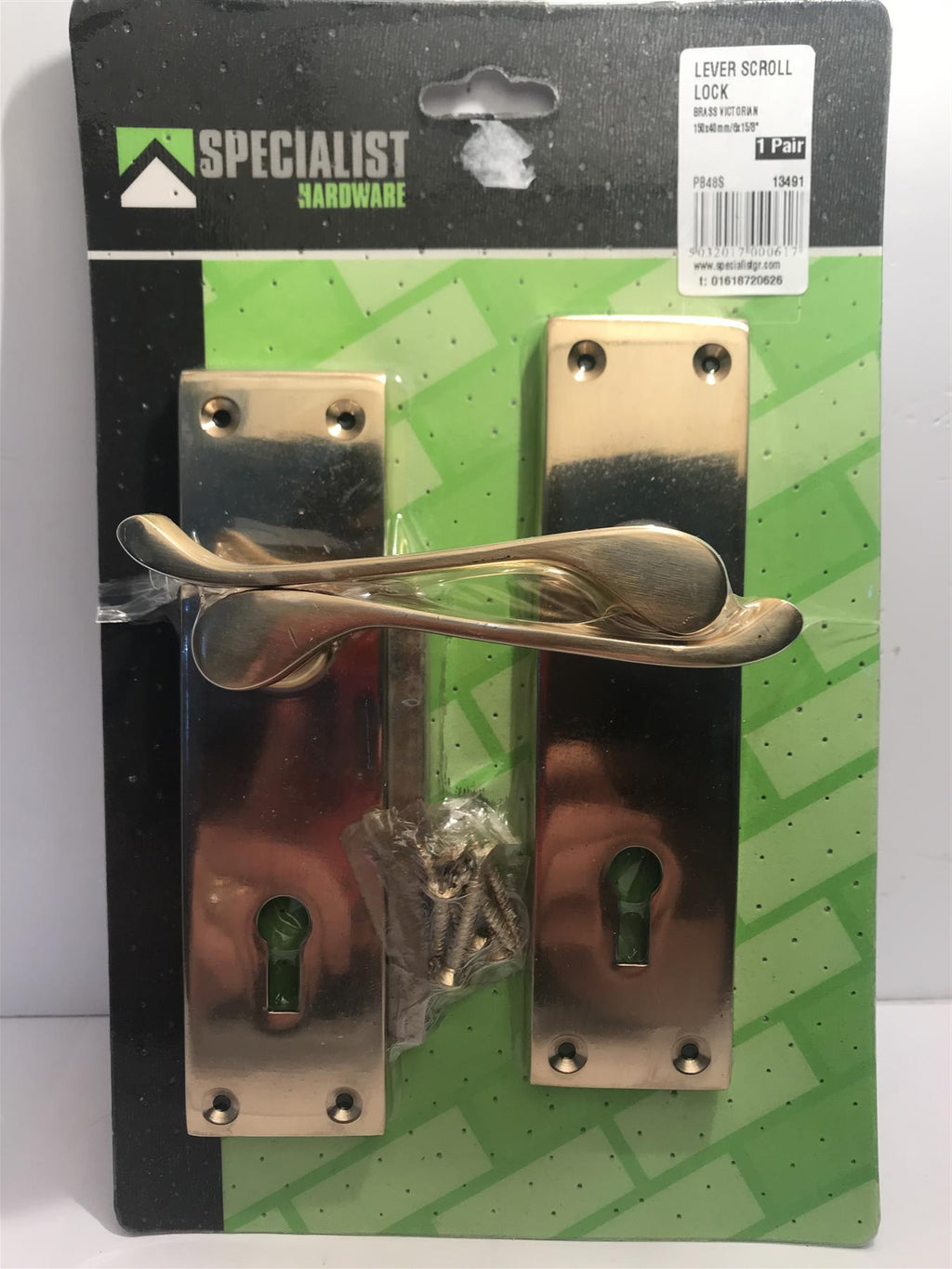 Specialist Brass Victorian Scroll Lock Handles 150 x 40mm 13491