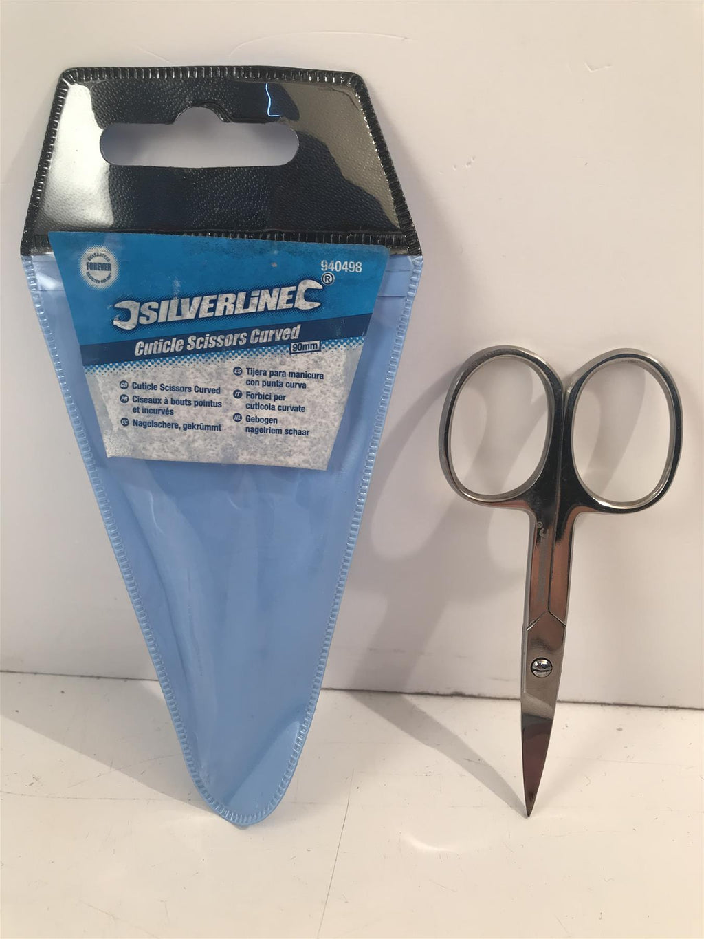 Silverline Stainless Steel Curved Nail Cuticle Scissors 90mm - 940498