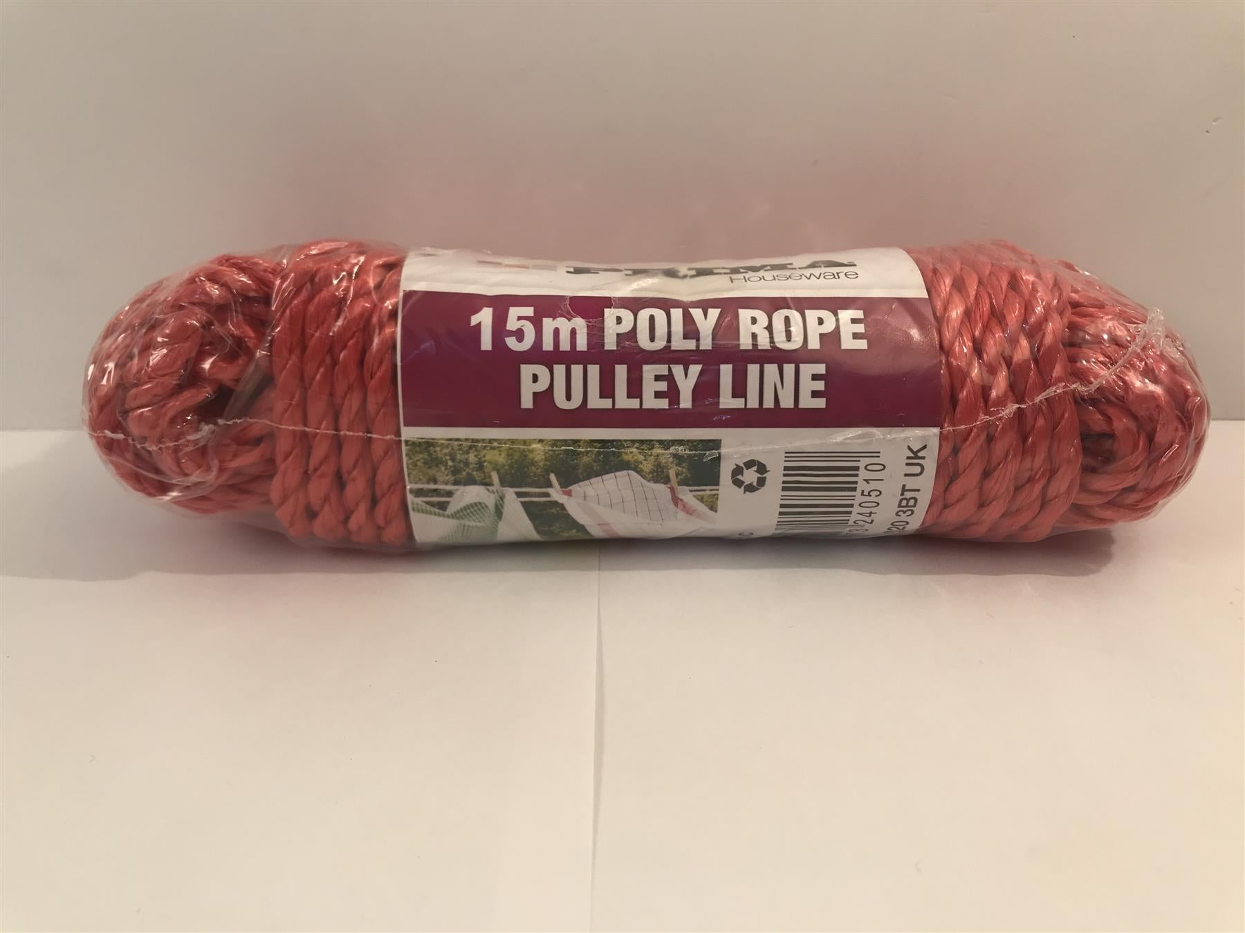 Prima Red 15m Poly Rope Pulley Line Strong, Rotproof, Waterproof, polypropylene