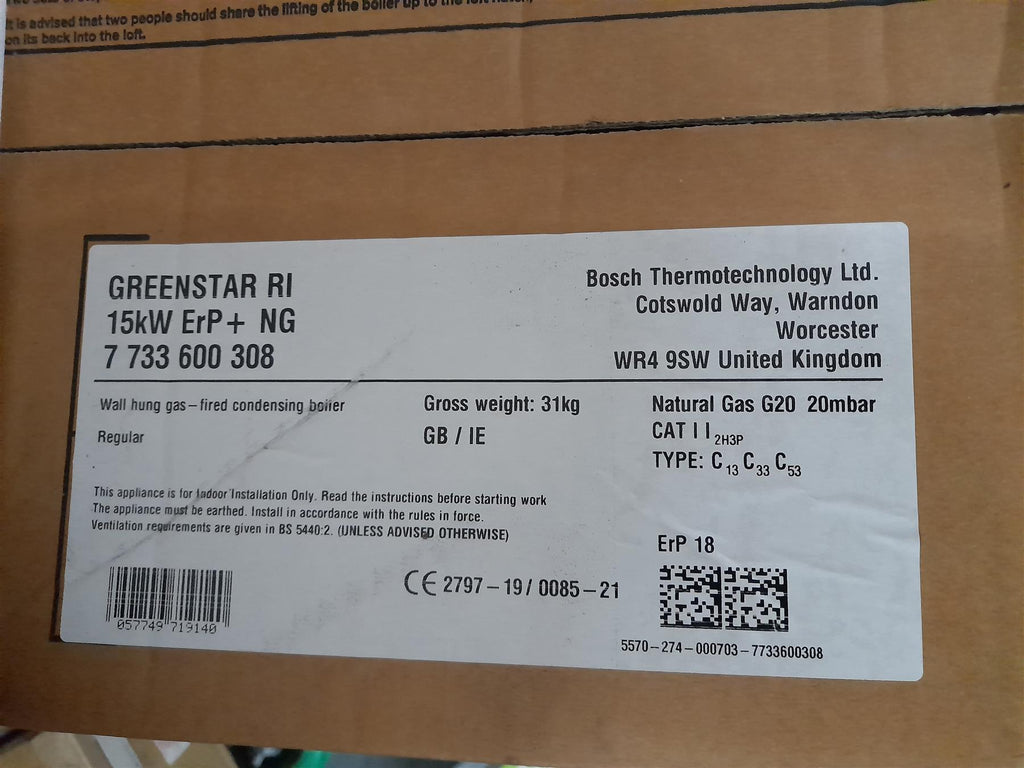 Worcester Greenstar 15Ri 15kW Regular Gas Boiler 7733600308 With Flue