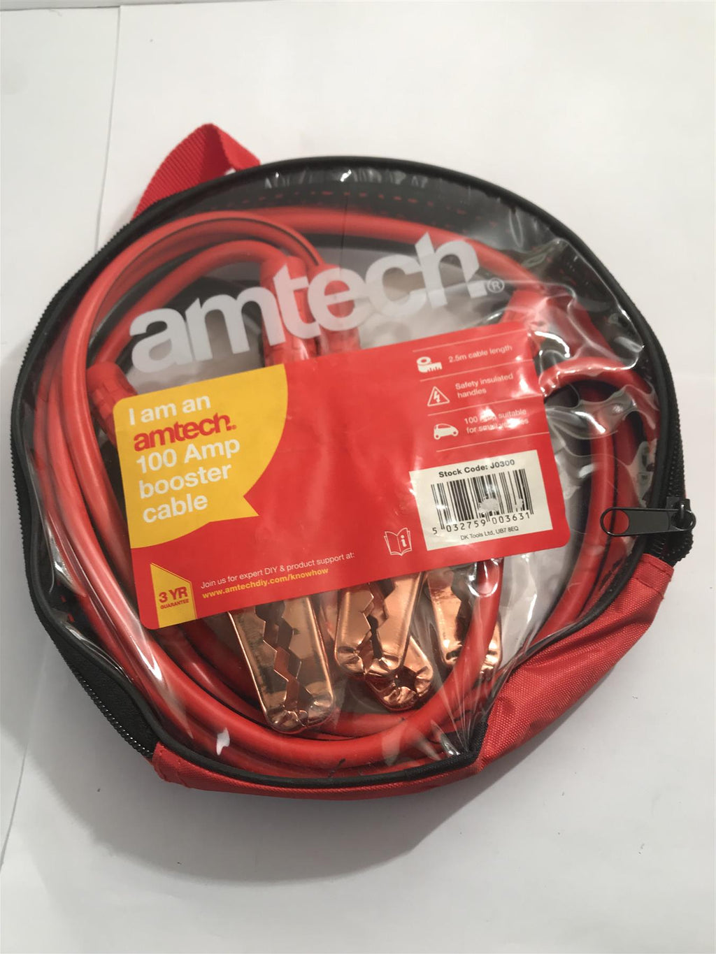 Amtech 100 Amp Booster Cable Insulated Handles 2.5m Length  J0300
