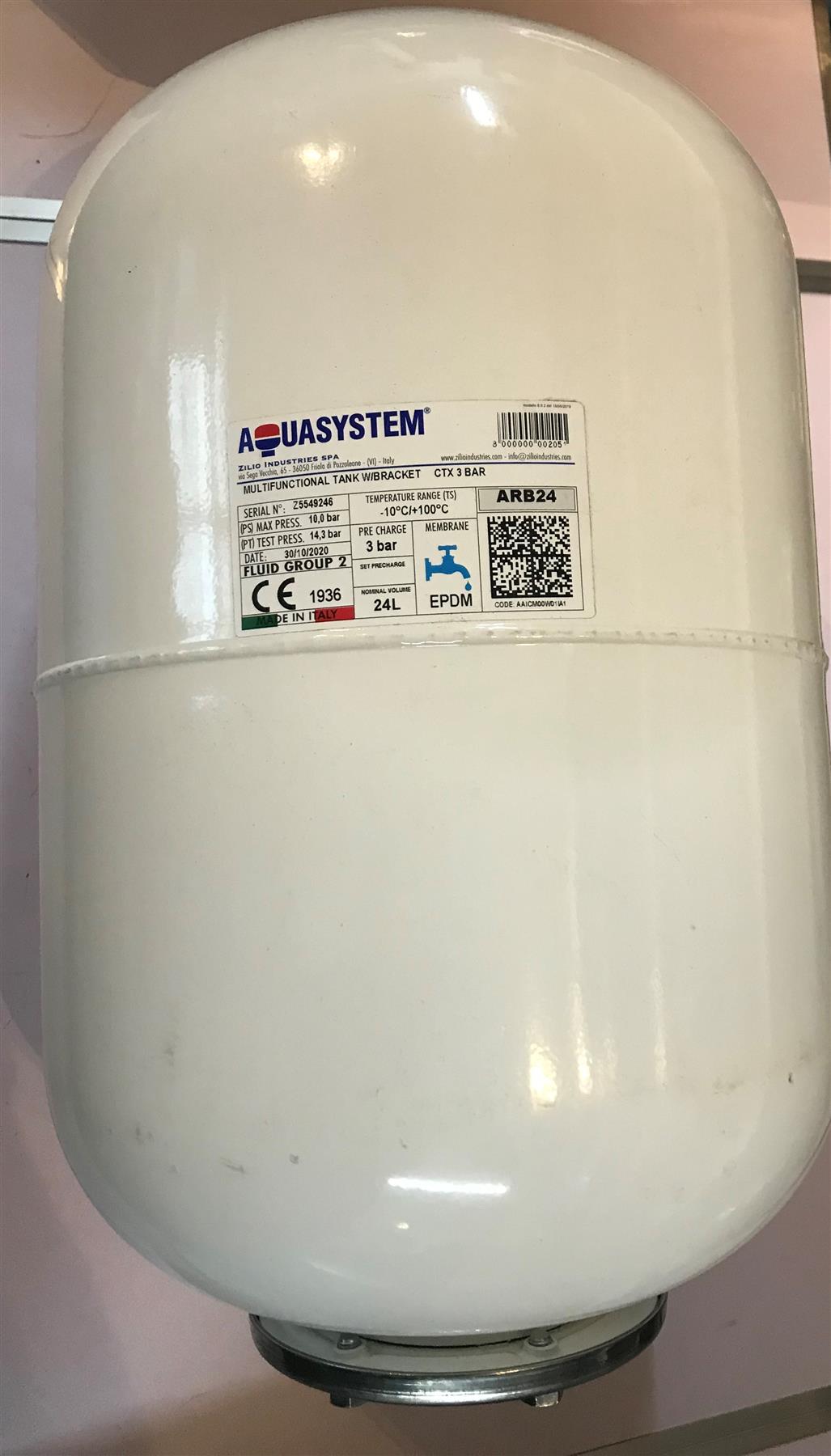 24 Litre Aquasystem ARB24 Expansion Vessel Potable 3 Bar - Intergrated Bracket