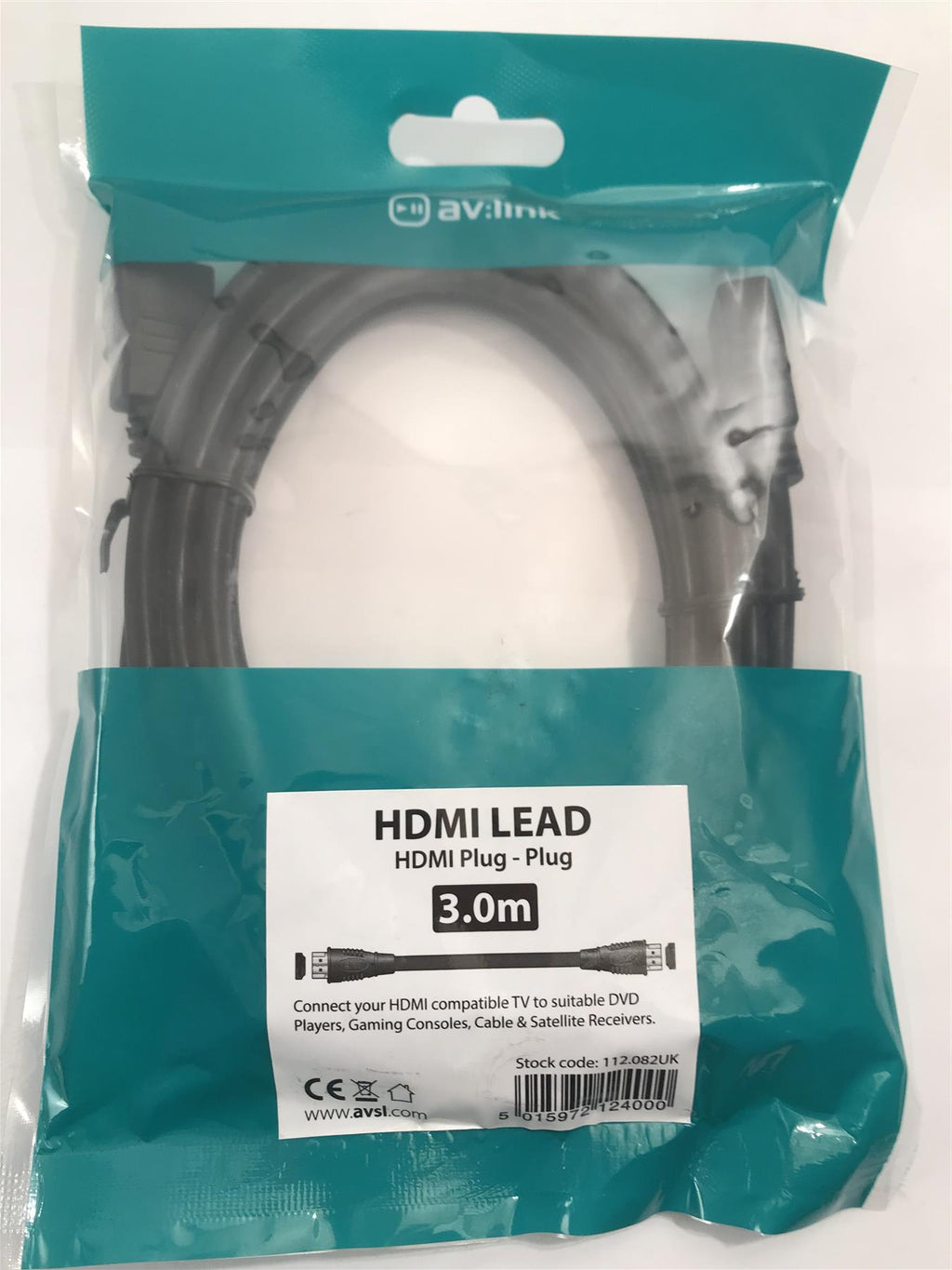 AV:Link HDMI Lead Plug to Plug 3m  112.082UK